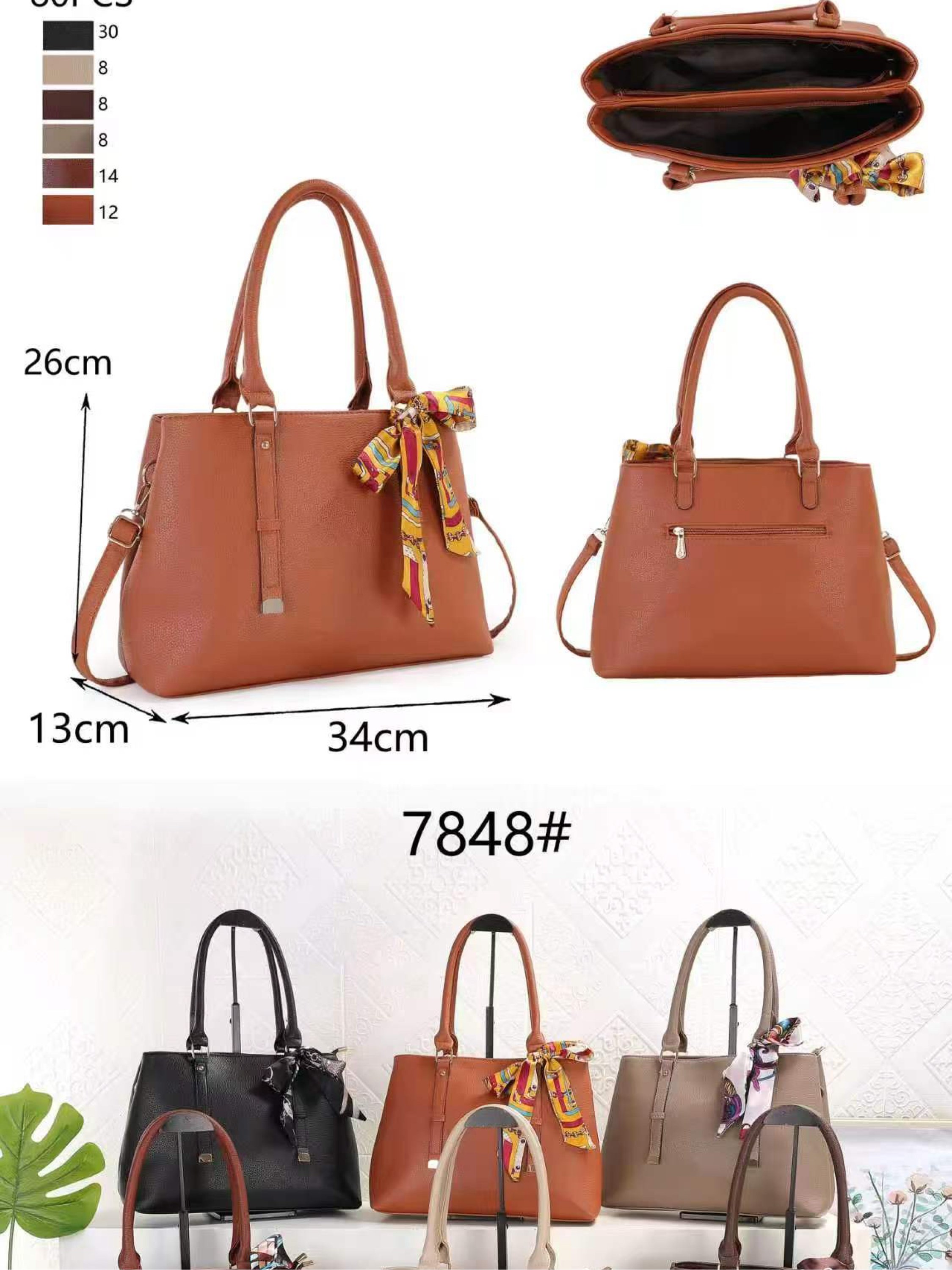 Bolsa grande com dois zíper de cima e com lenço 7848#