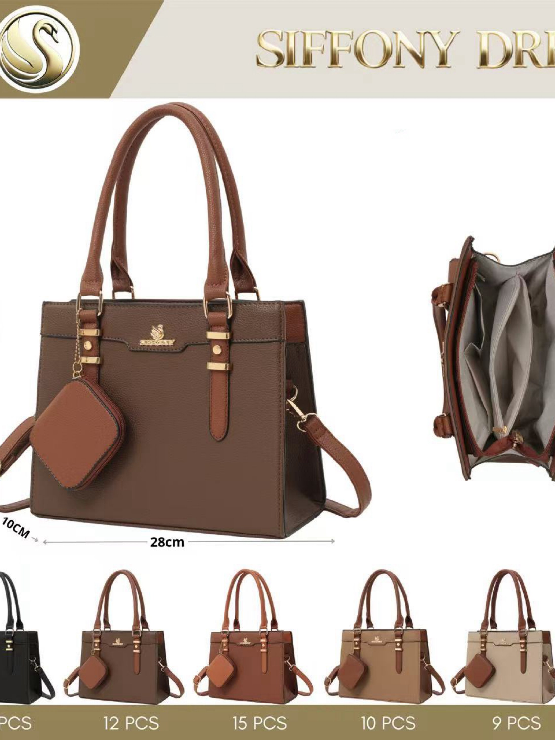 Bolsa média tem divisória por dentro e com carteira SD-162