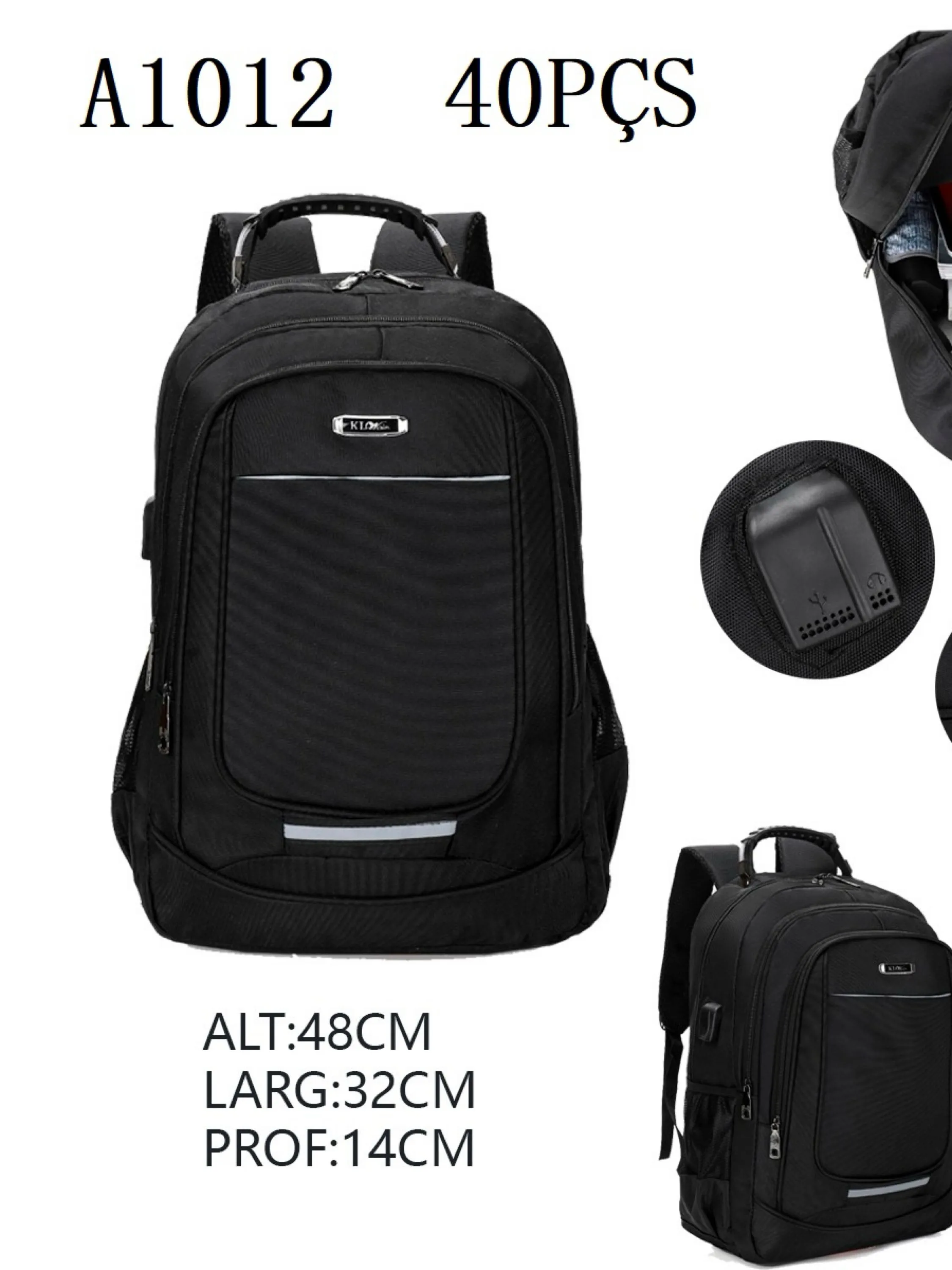 Mochila masculina com cabo de aço e com cabo USB