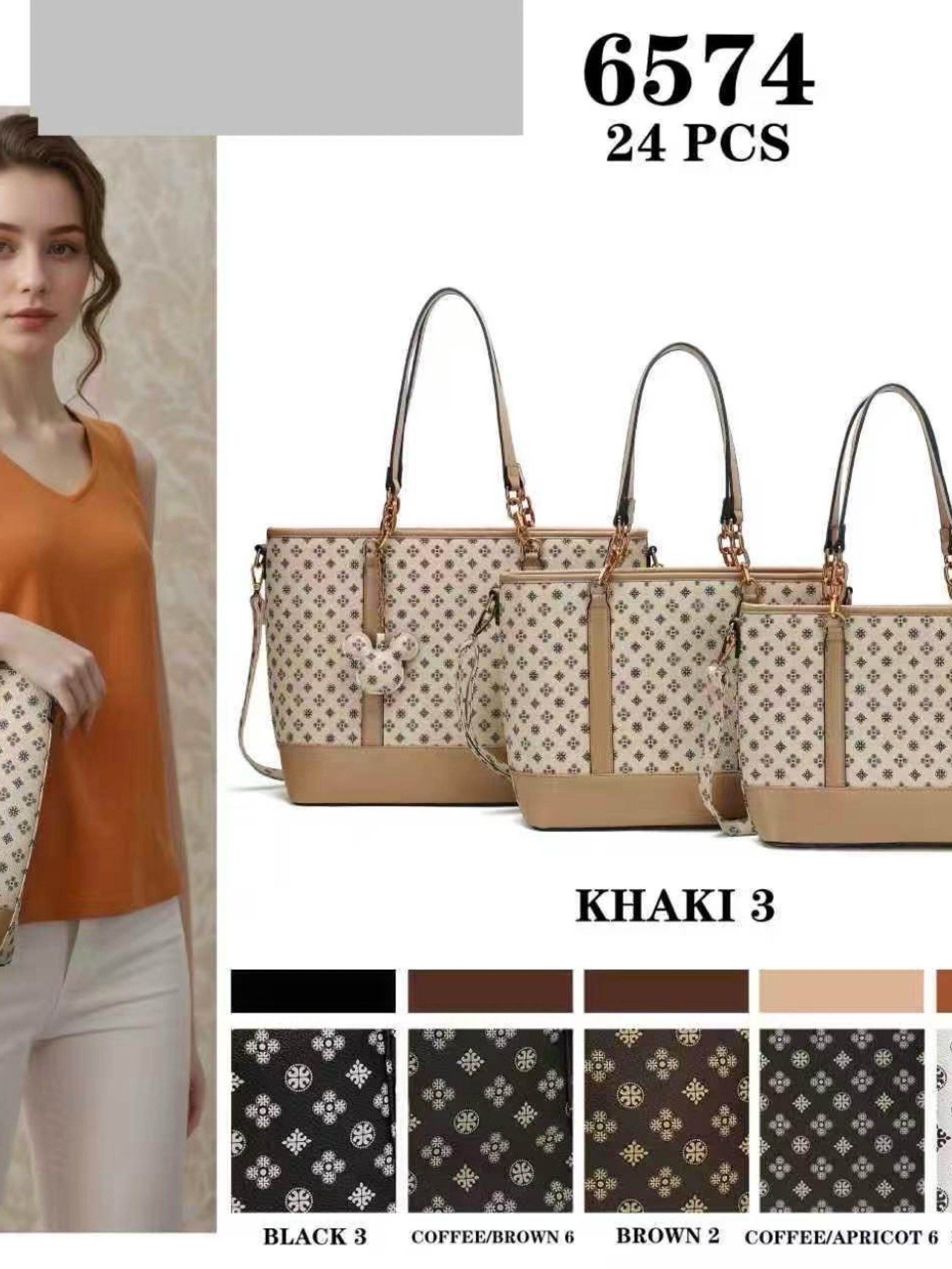 Bolsa kit com 3 peças e com chaveiro 6574