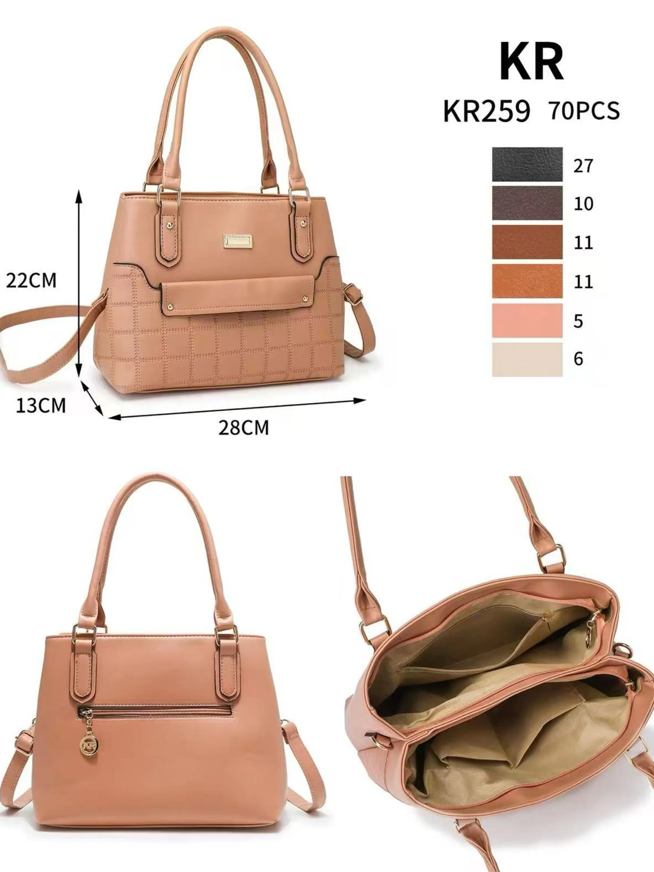 Bolsa média com dois zíper de cima KR259