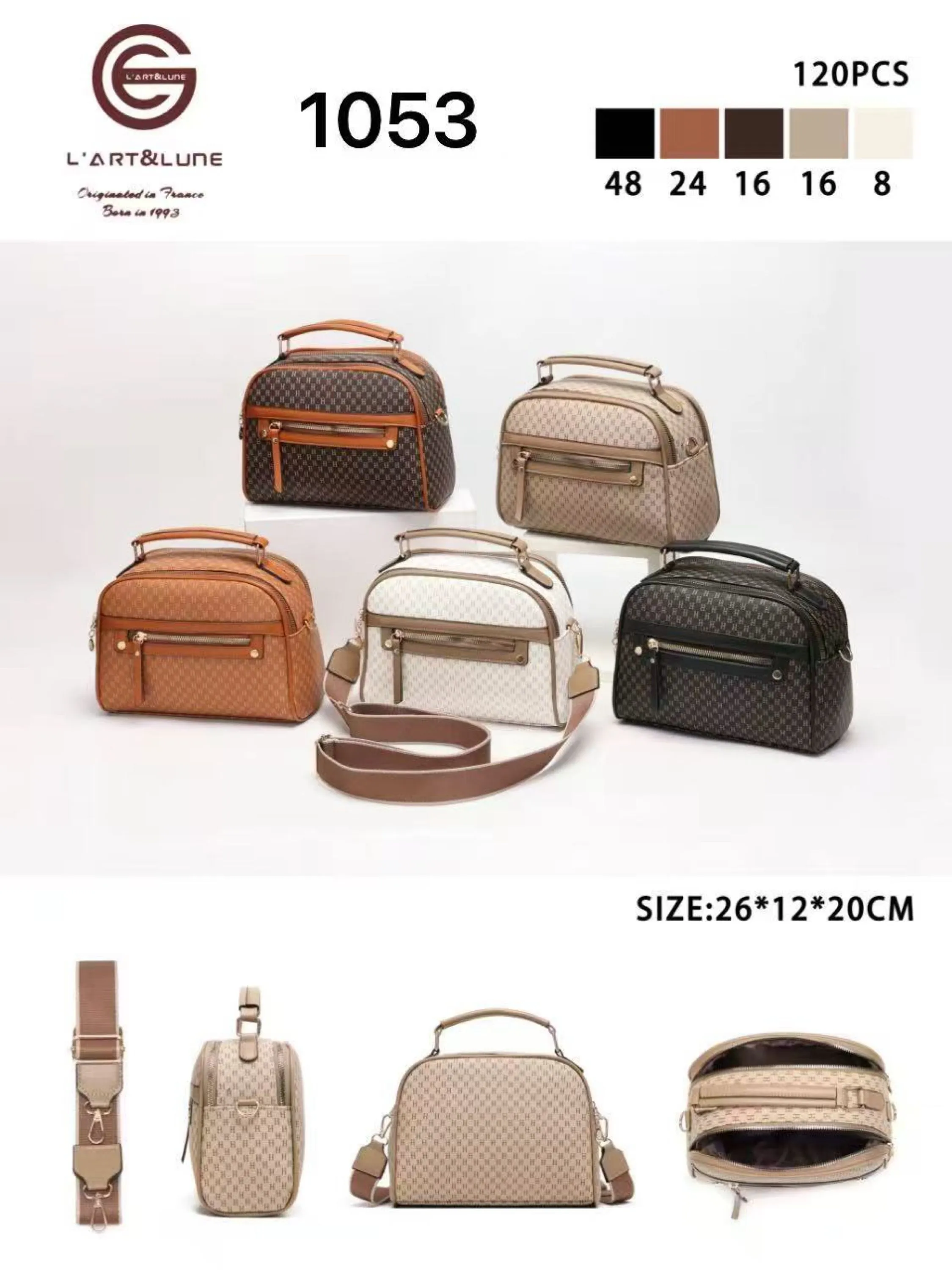 Bolsa média com dois zíper de cima e com alça larga DX1053