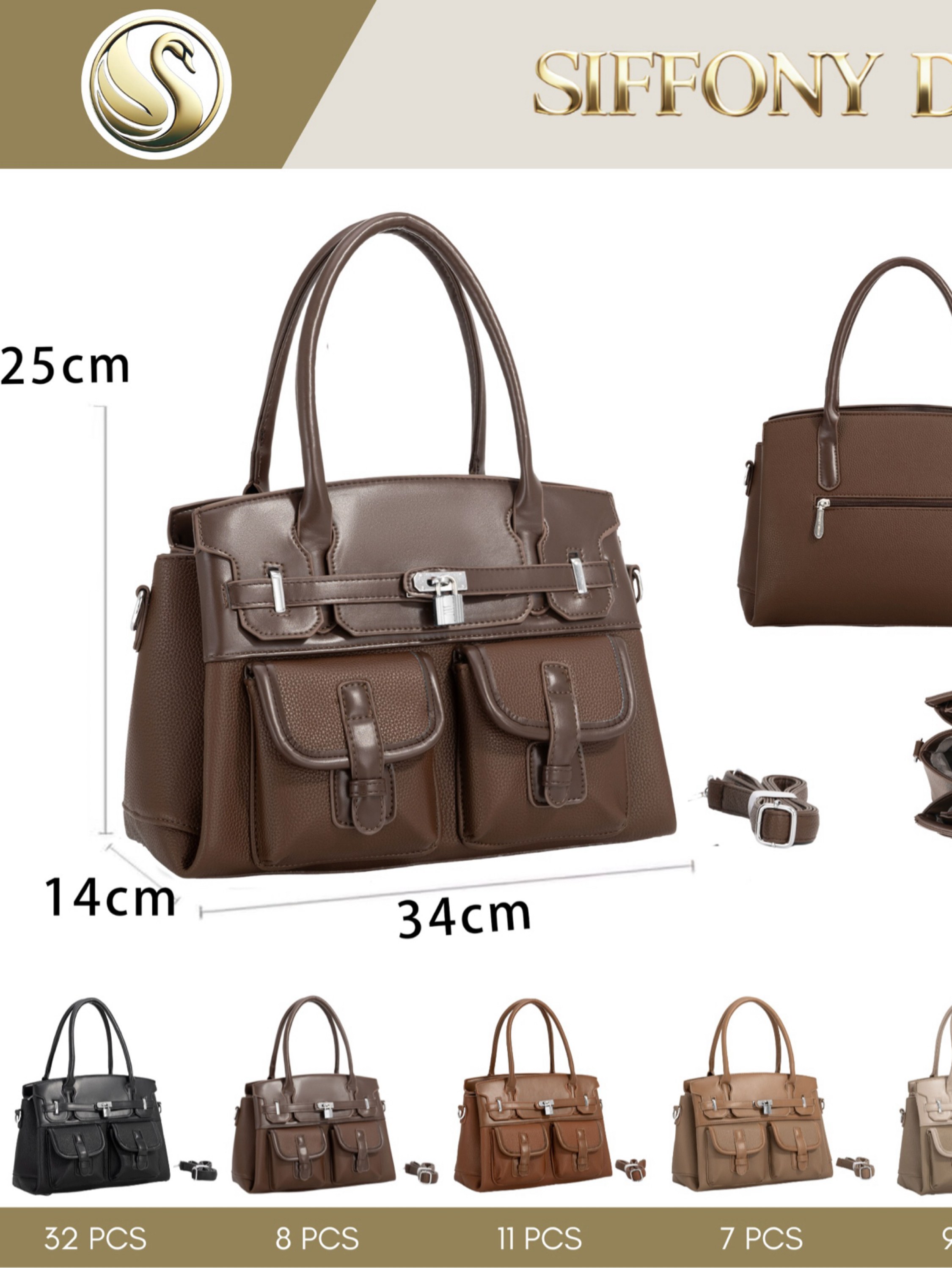 Bolsa grande com três zíper de cima SD-8050