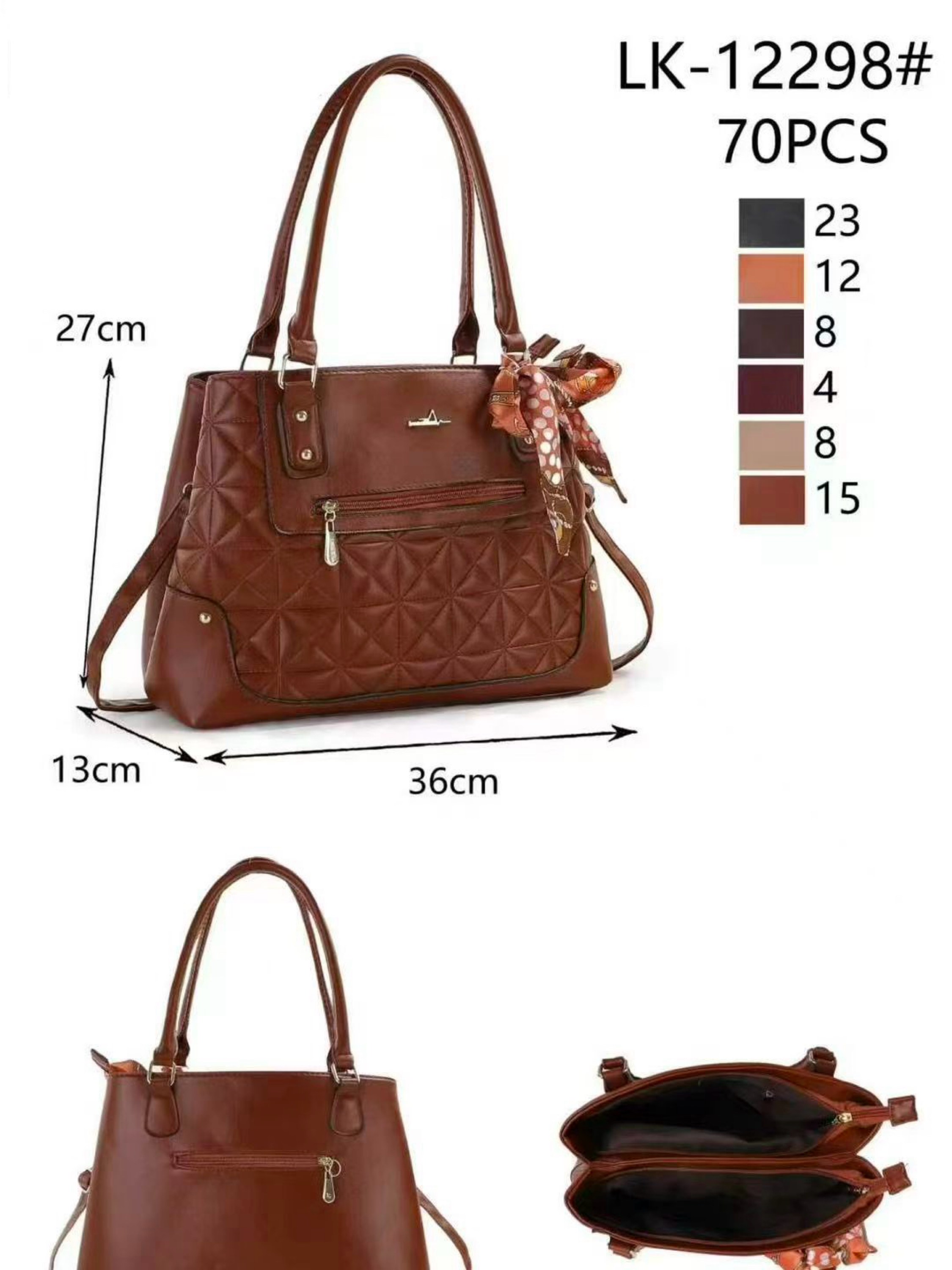 Bolsa grande com dois zíper de cima e com lenço LK-12298#
