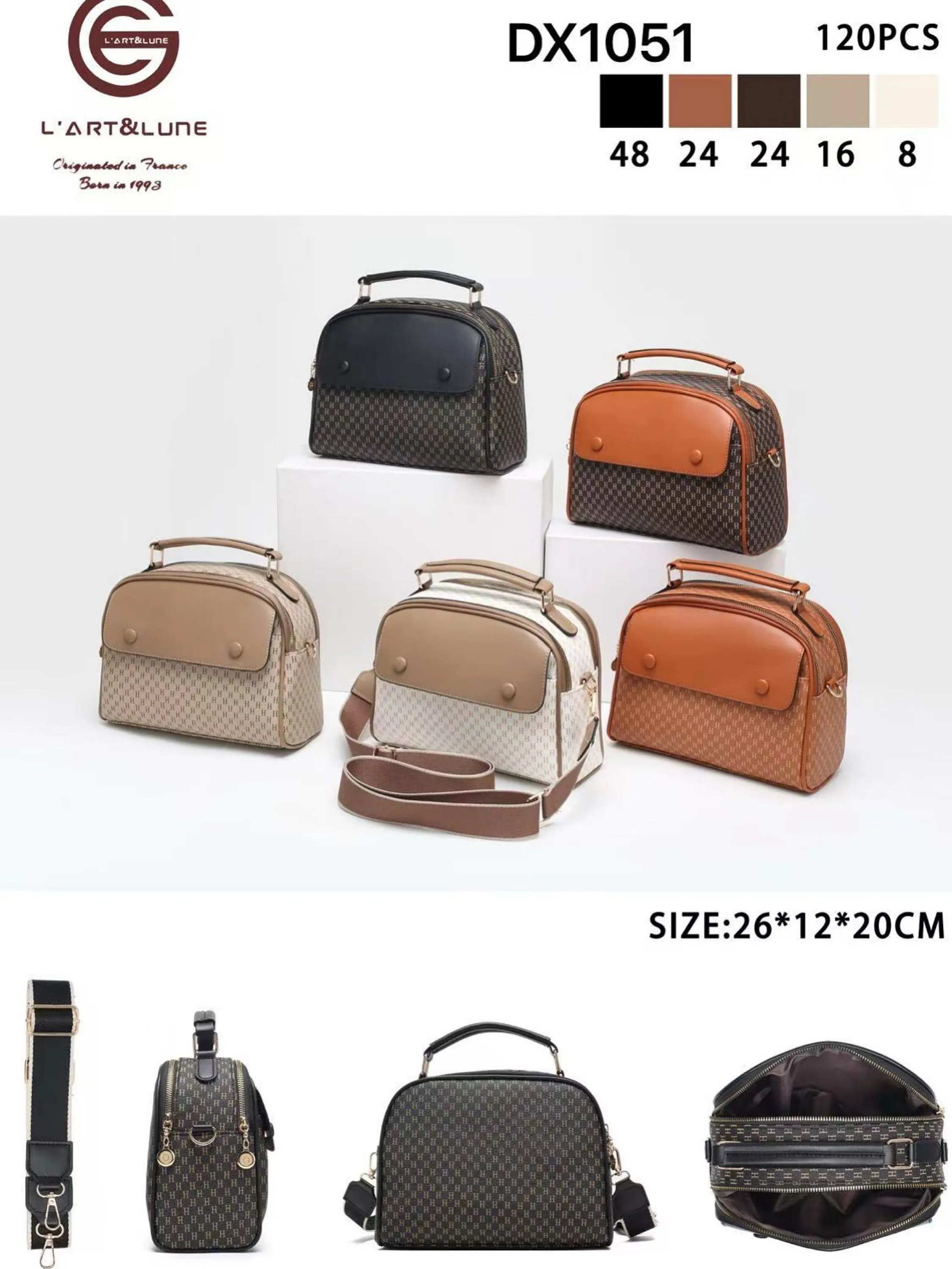 Bolsa média com dois zíper de cima e com alça larga DX1051