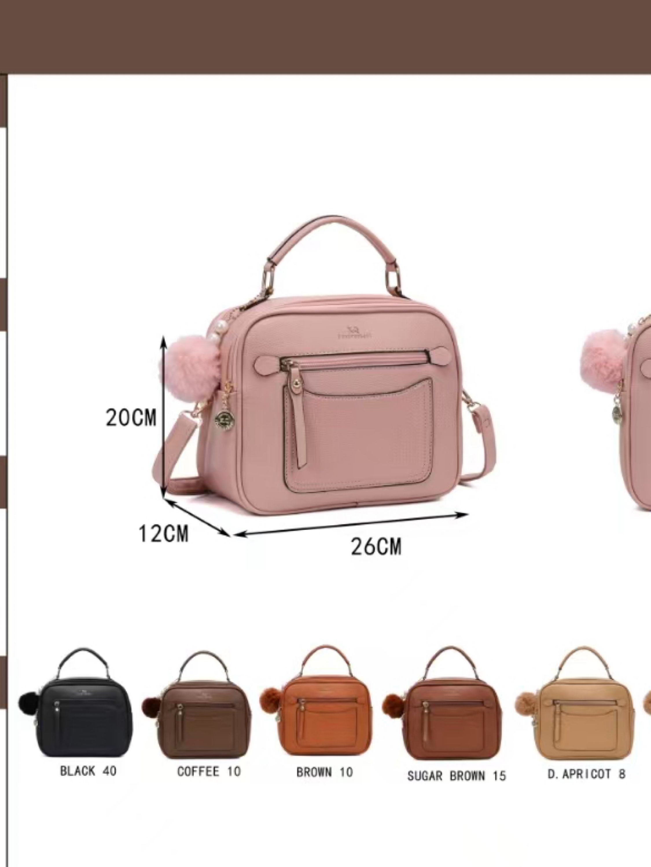 Bolsa média com dois zíper de cima e com pompom XQ-3032#