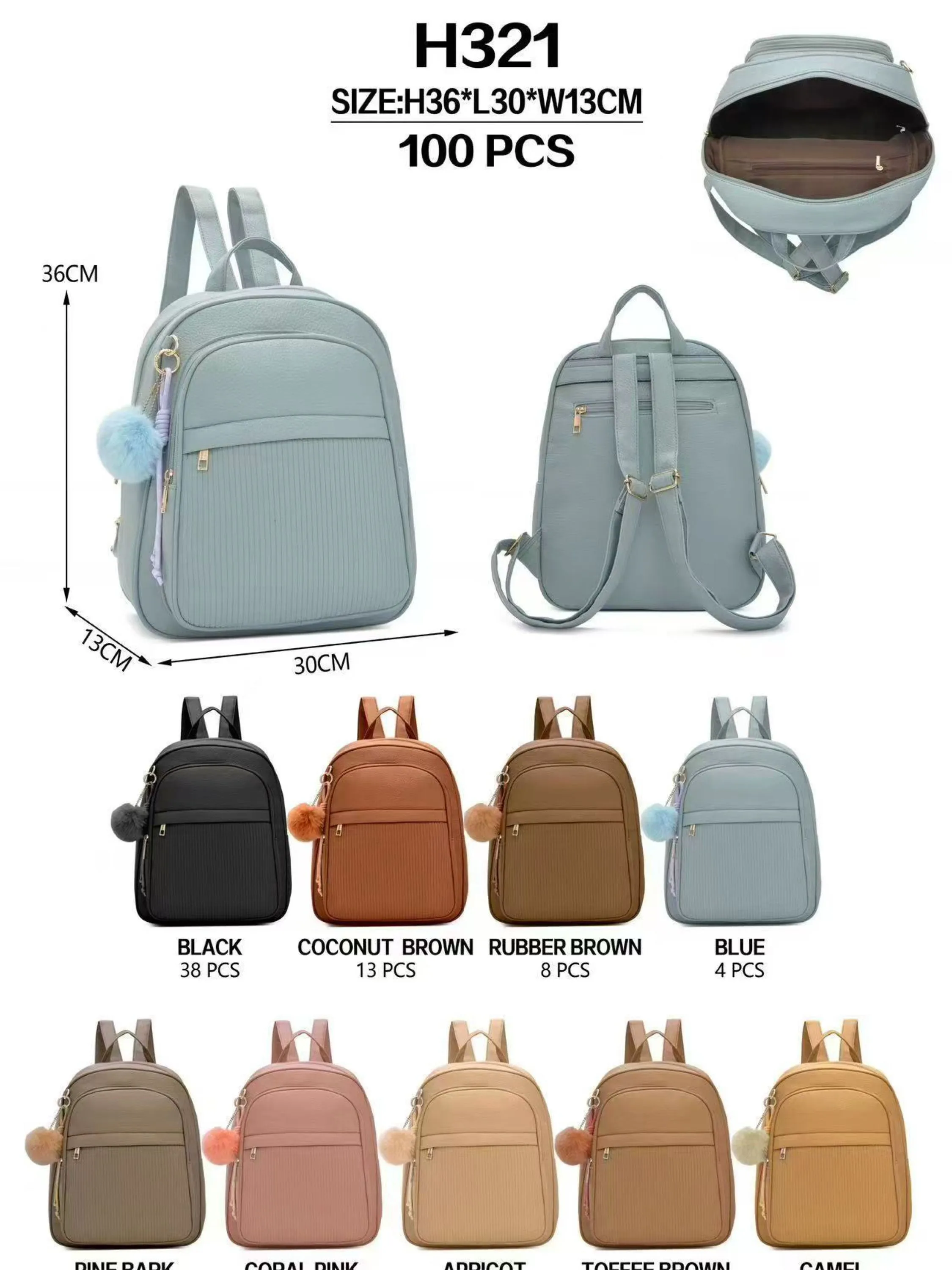 Mochila média com pompom H321
