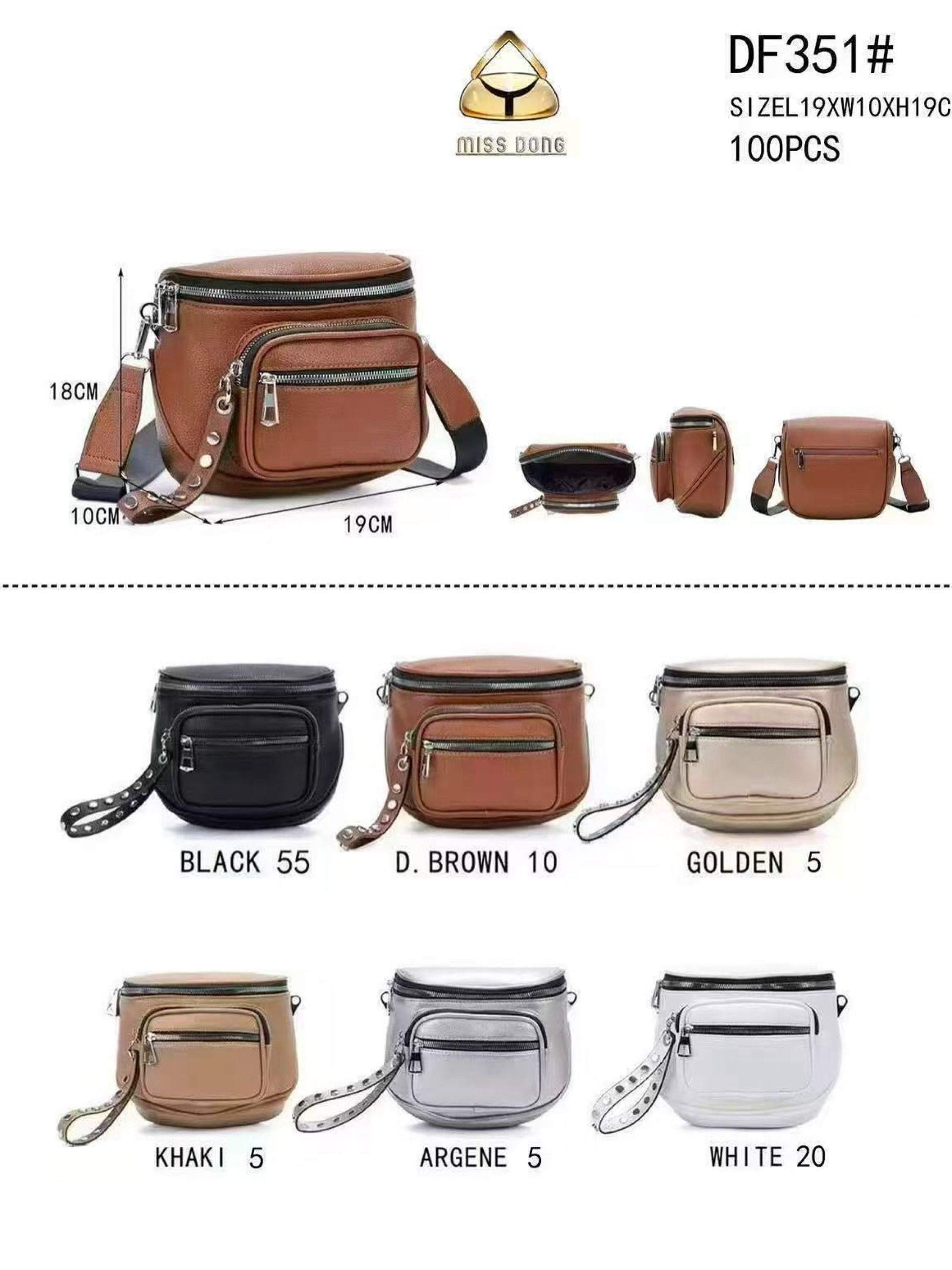 Pochete transversal tem zíper atrás DF351#