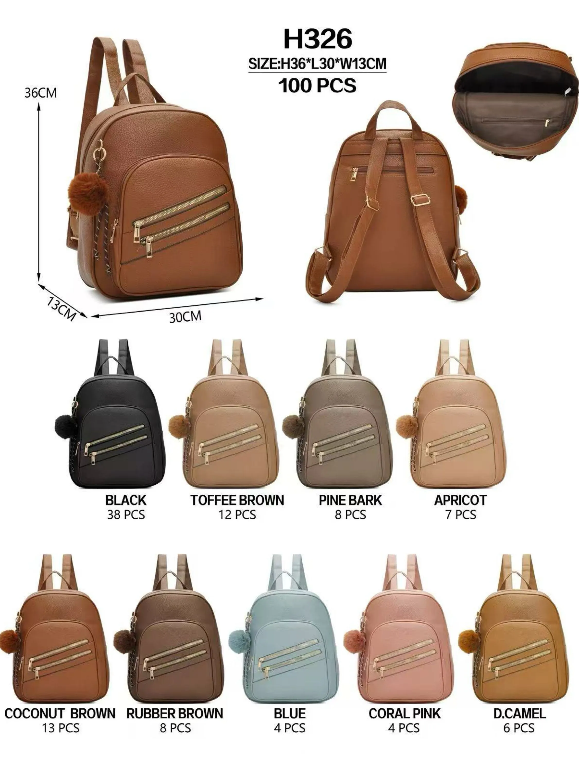 Mochila média com pompom H326