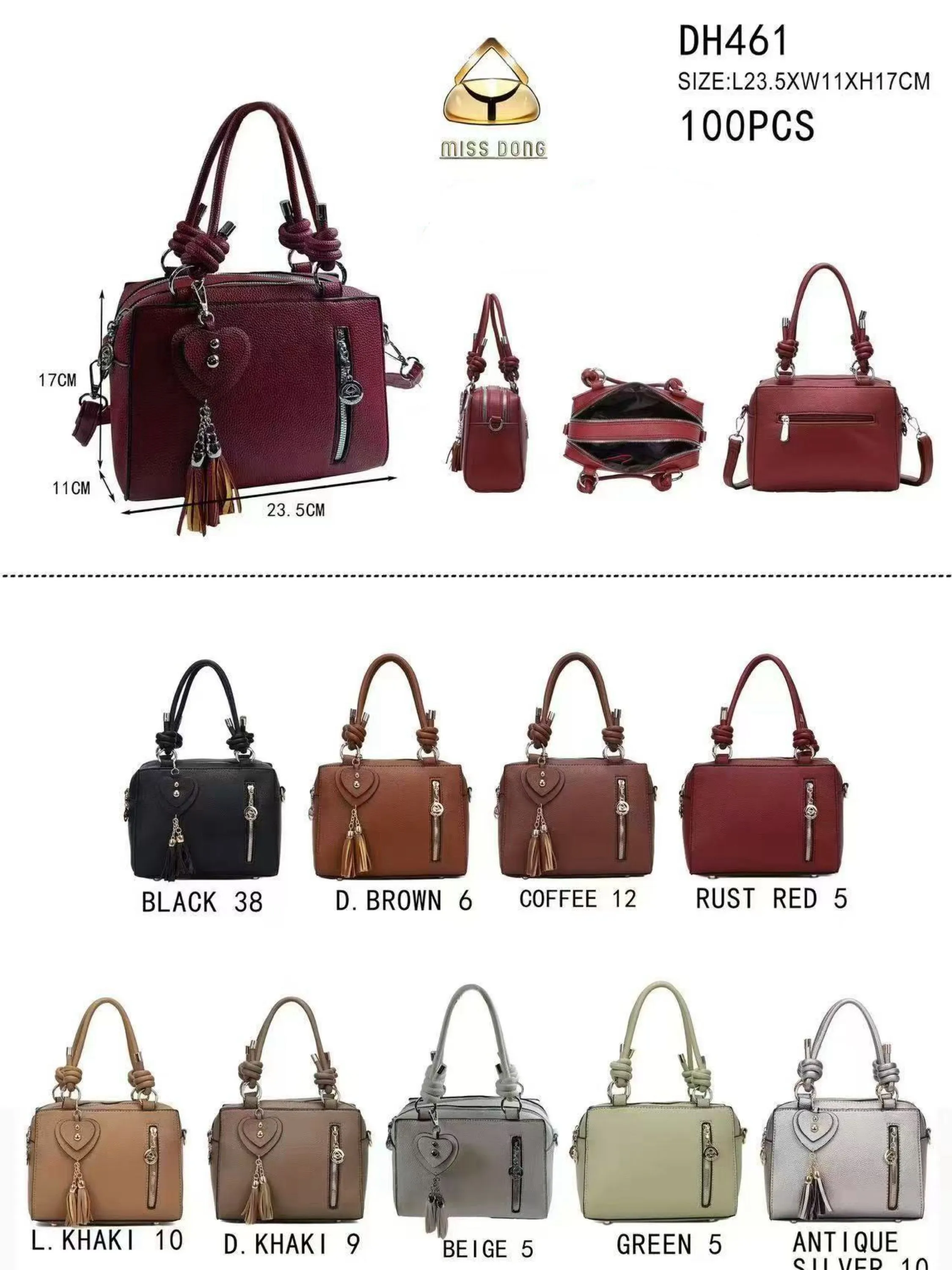 Bolsa média com dois zíper de cima e com chaveiro DH461