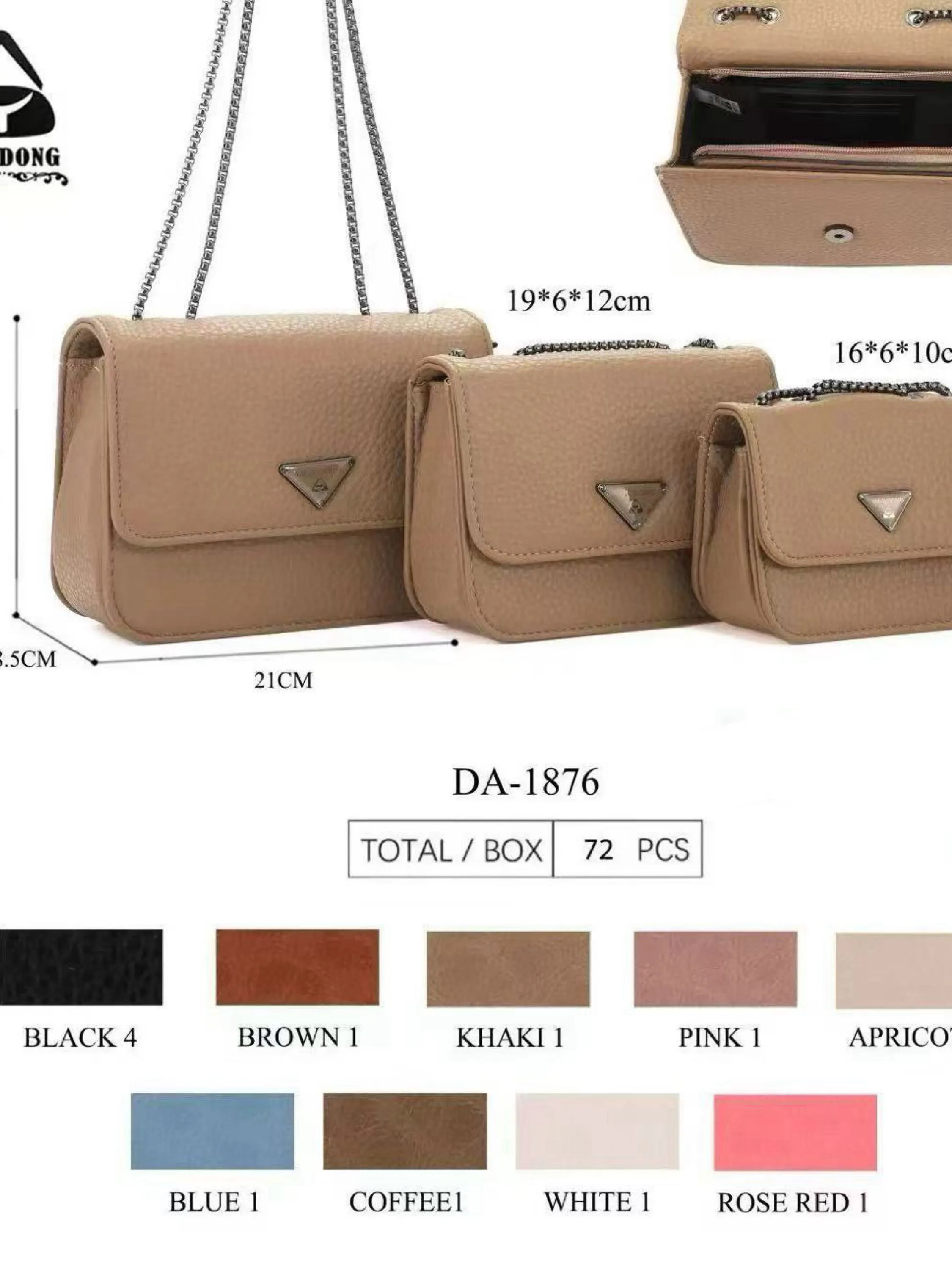 Bolsa kit com 3 peças e com alça corrente DA-1876