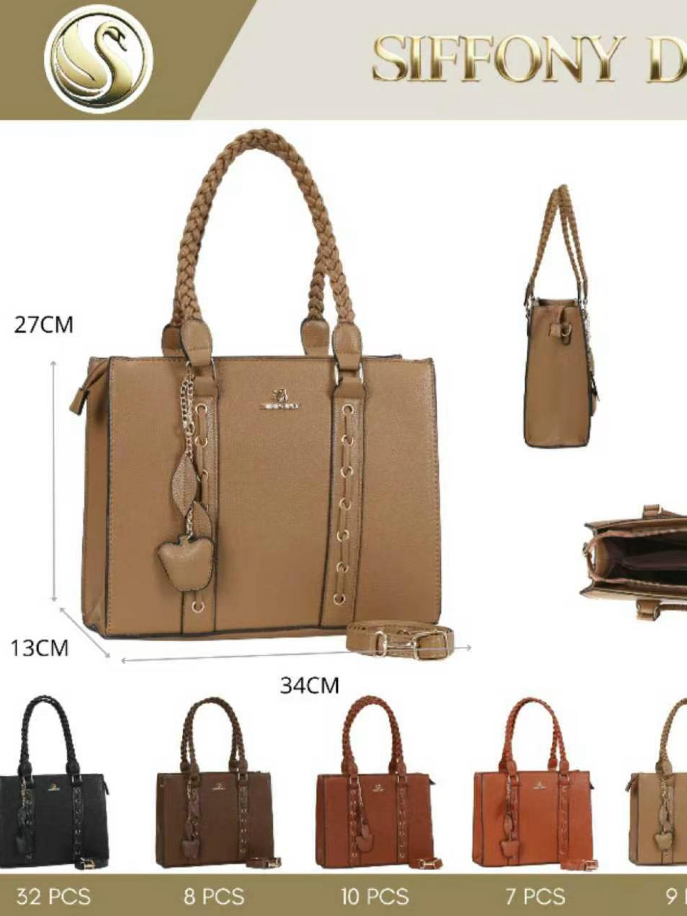 Bolsa grande tem divisória por dentro e com chaveiro SD-8070
