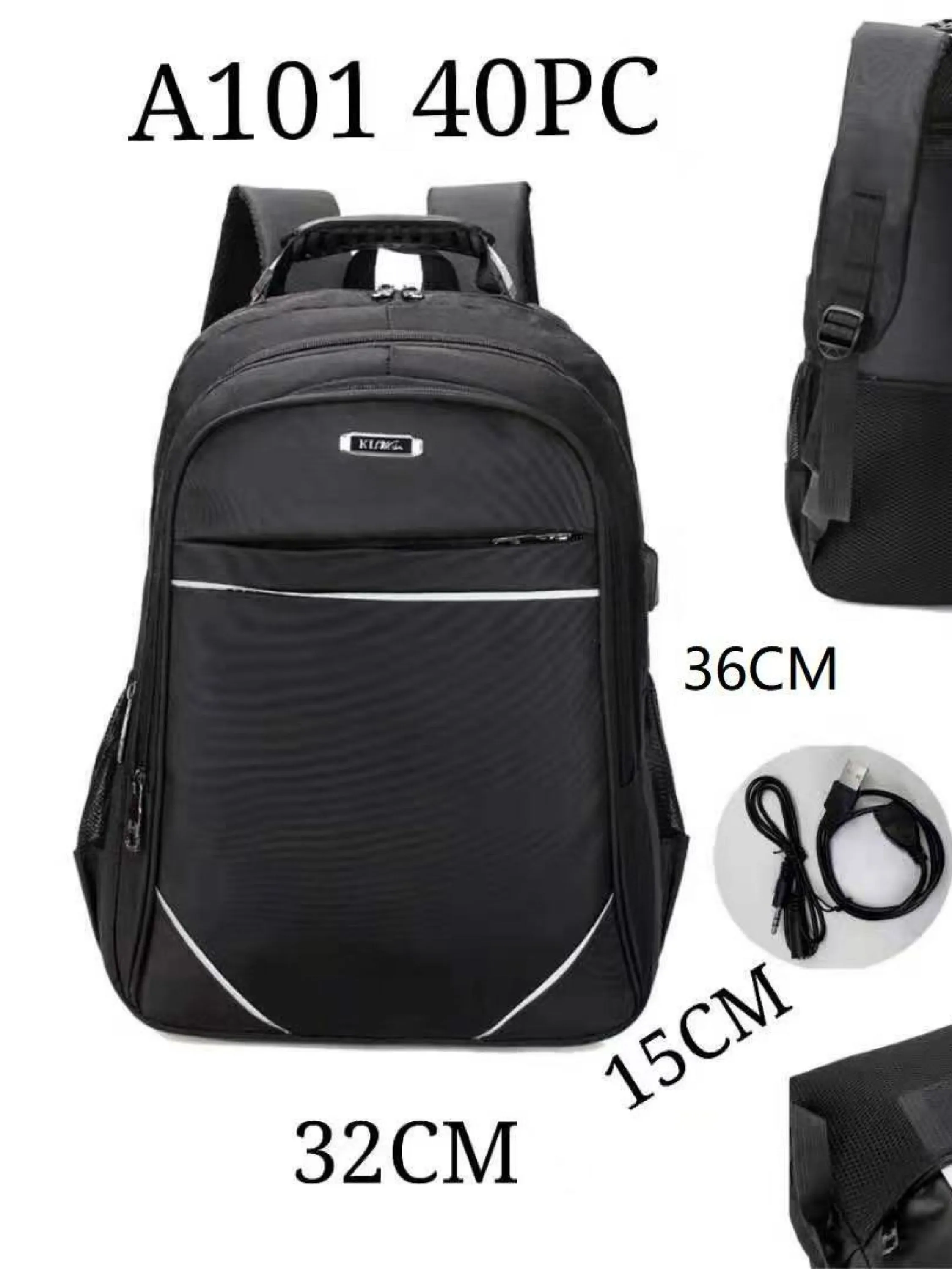 Mochila masculina com cabo de aço e com cabo USB