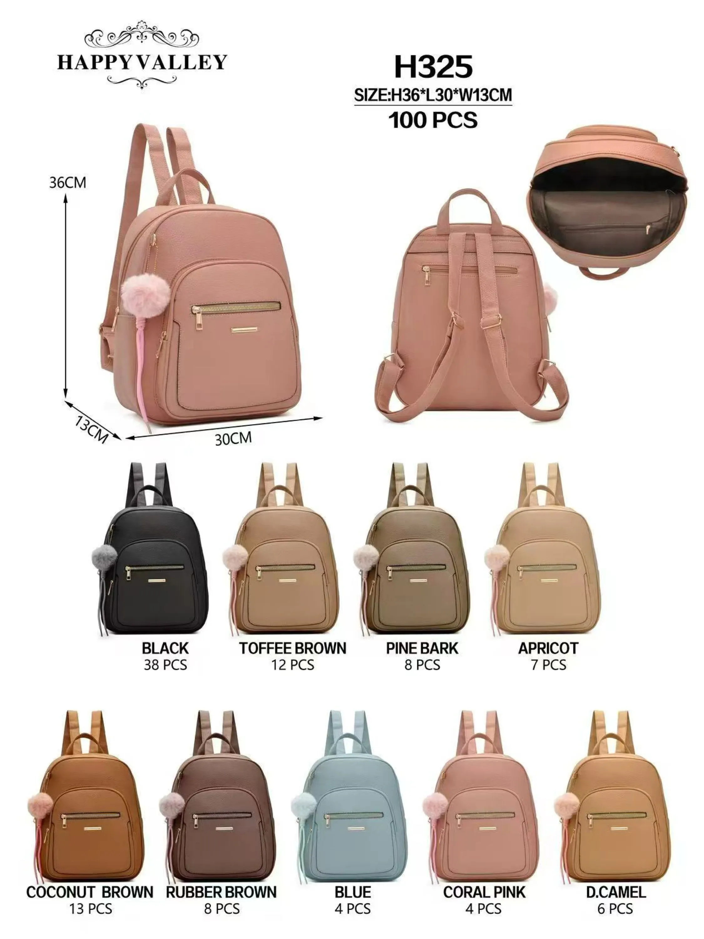 Mochila média com pompom H325