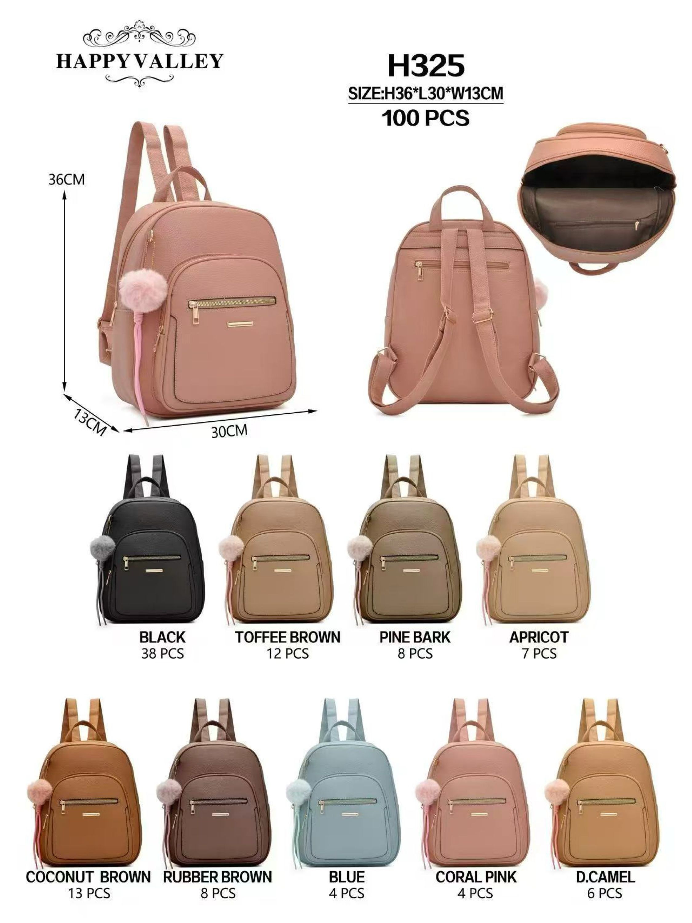 Mochila média com pompom H325