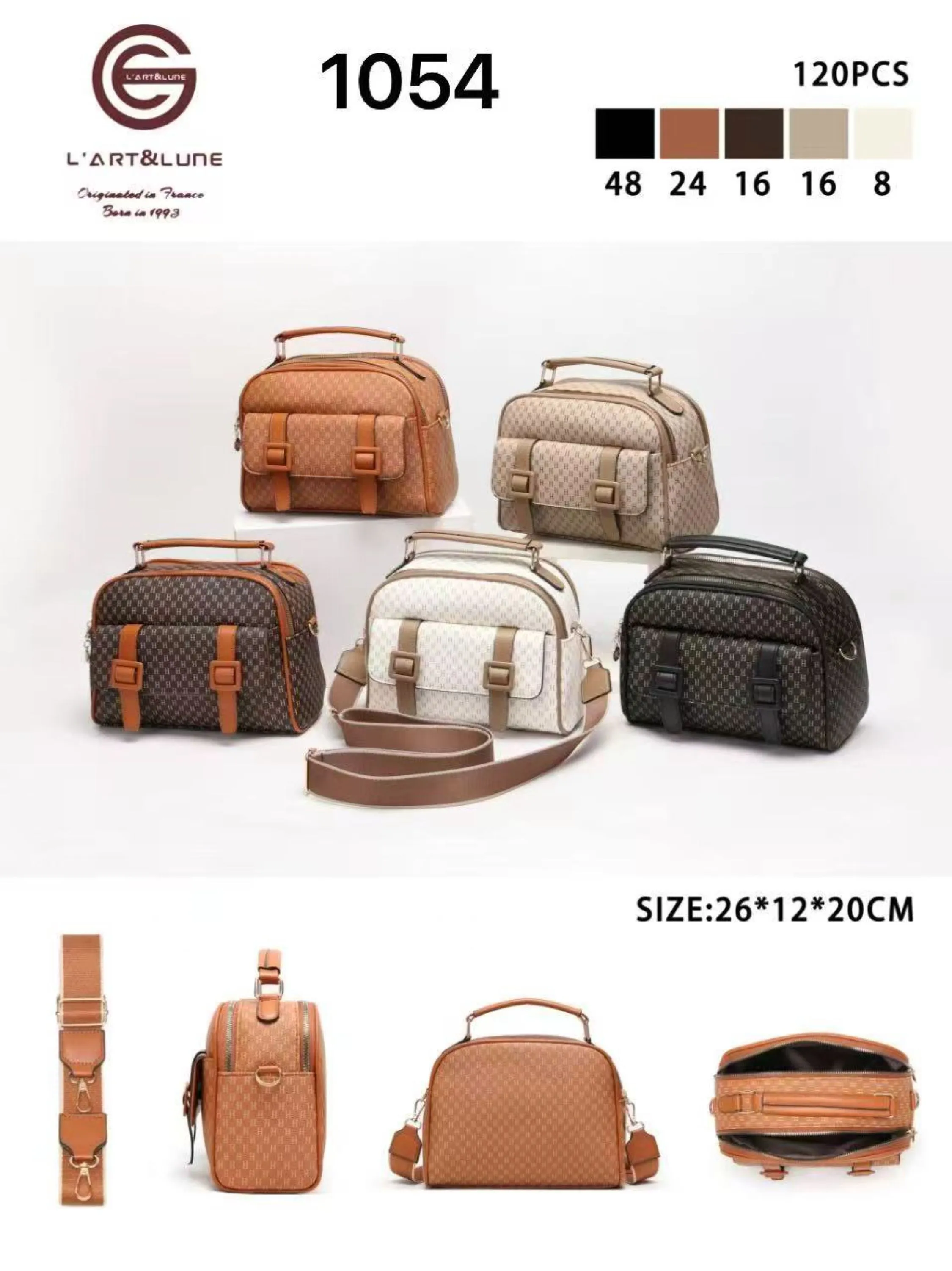 Bolsa média com dois zíper de cima e com alça larga DX1054