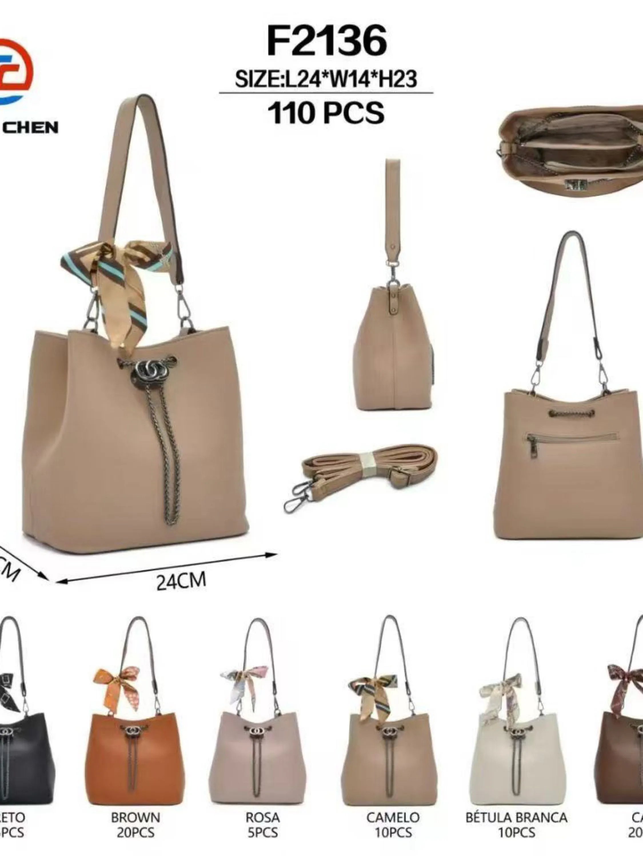 Bolsa tem divisória por dentro e com lenço F2136