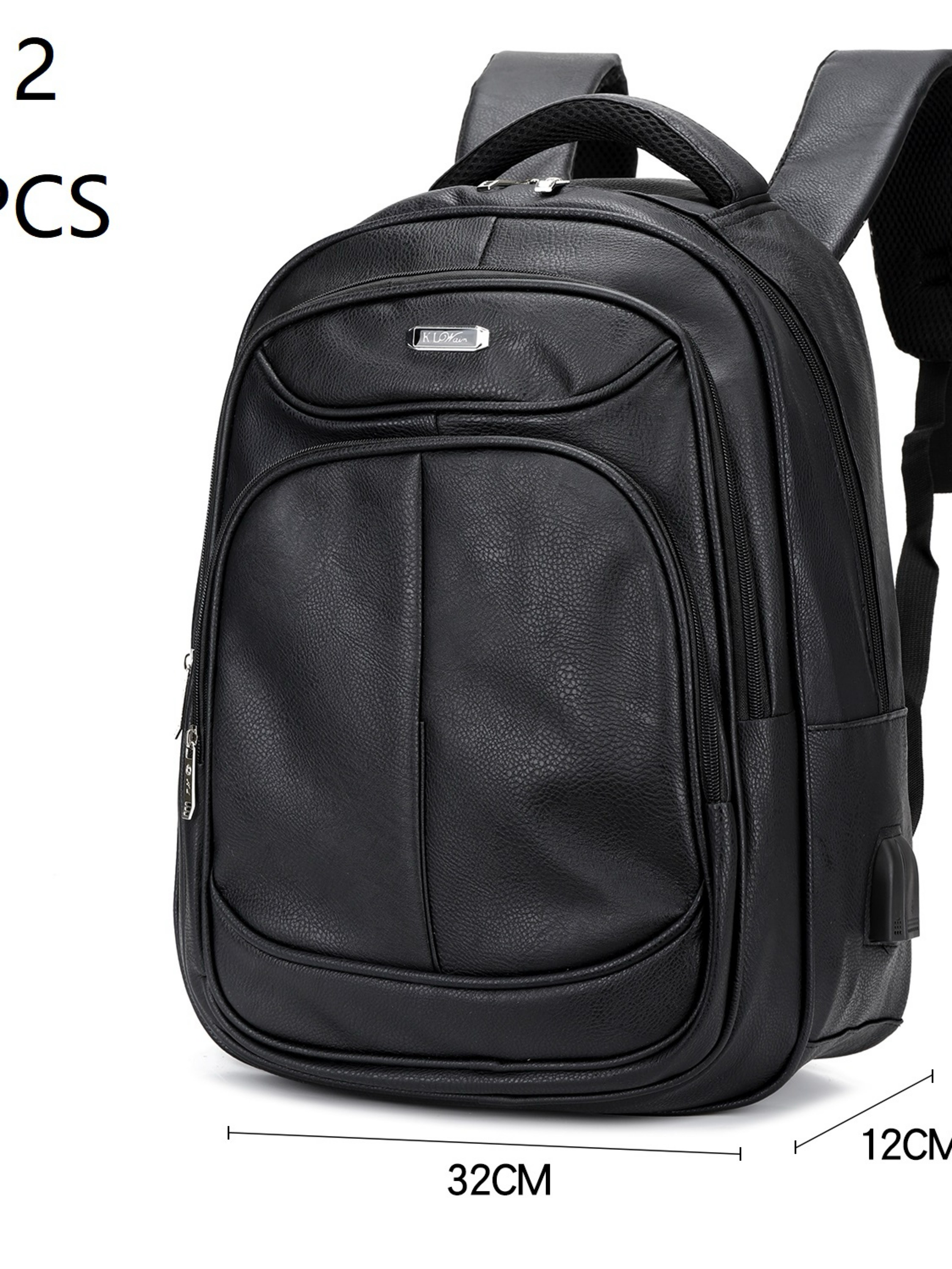 Mochila masculina de courino com cabo USB P212