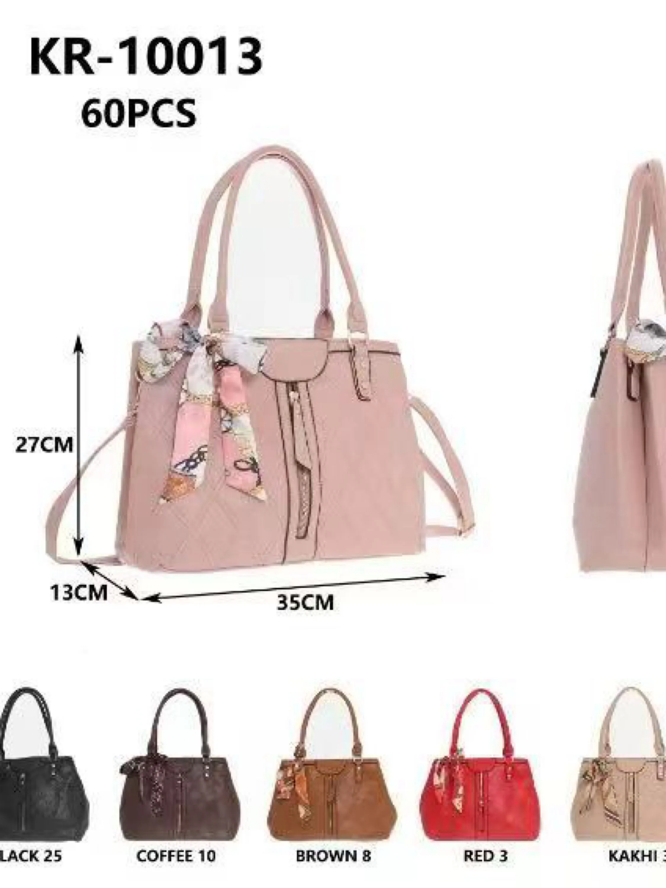 Bolsa grande com dois zíper de cima e com lenço KR-10013