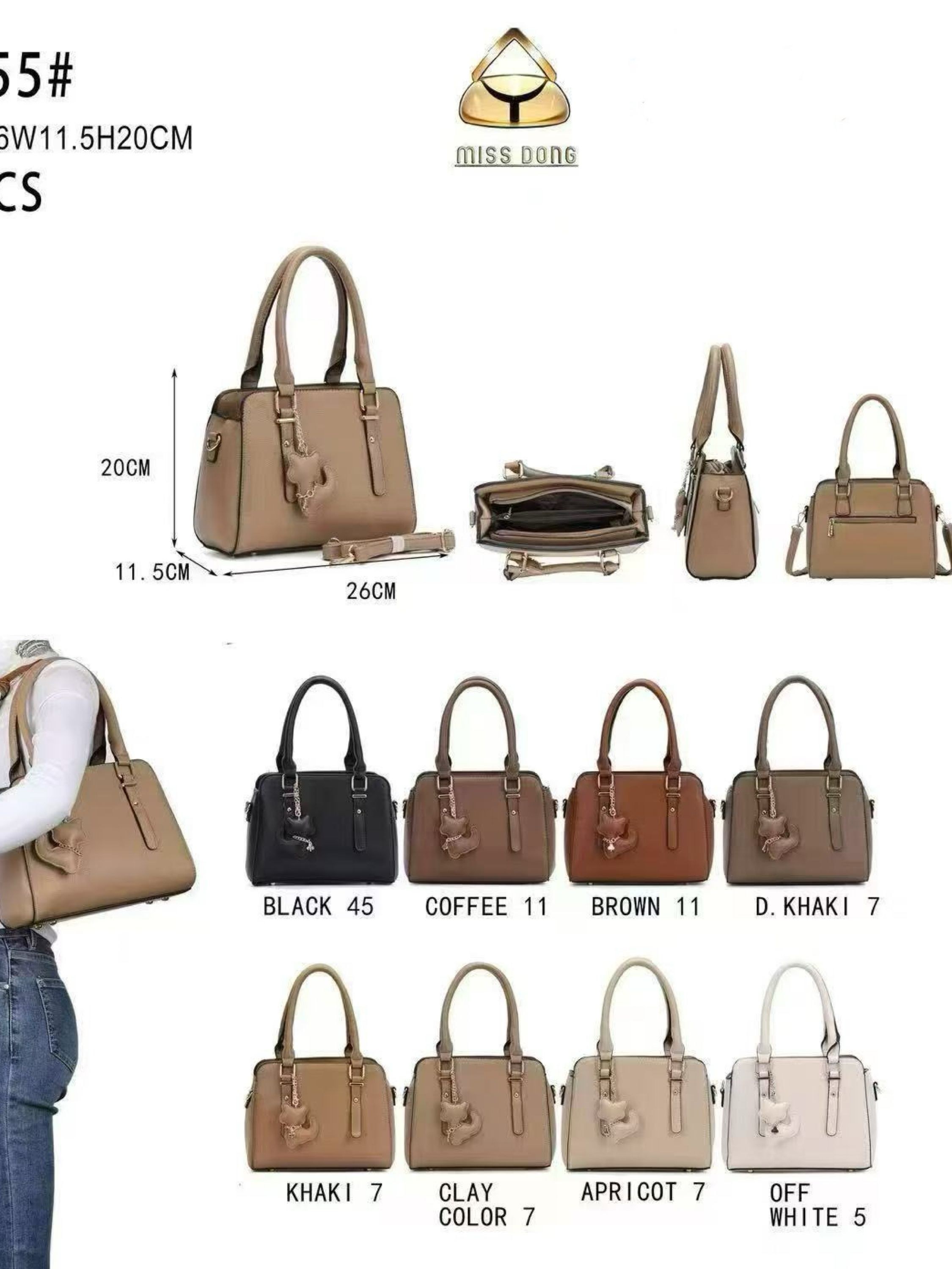 Bolsa média tem divisória por dentro e com chaveiro DF055#