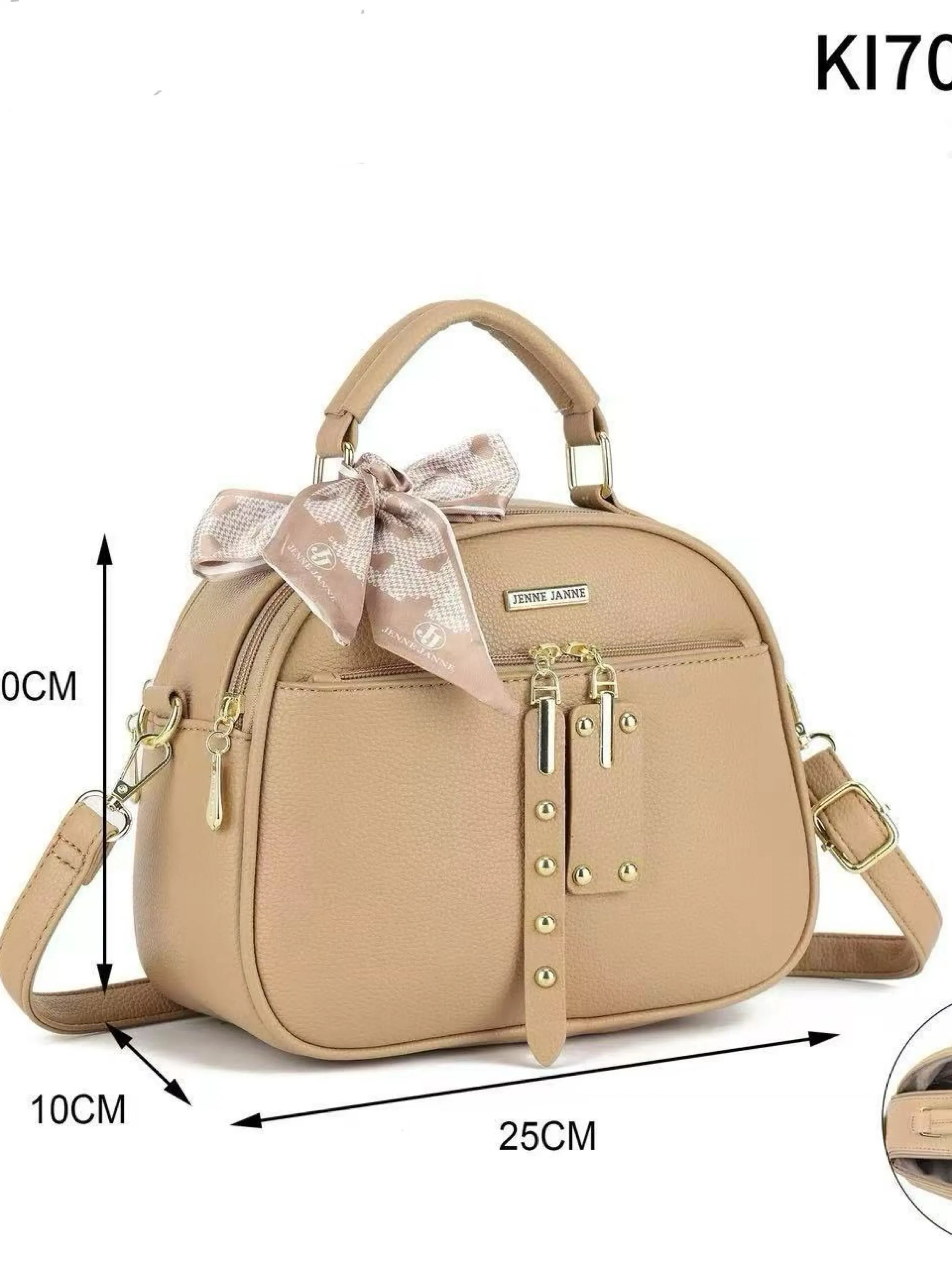 Bolsa transversal com dois zíper de cima e com lenço KI70441