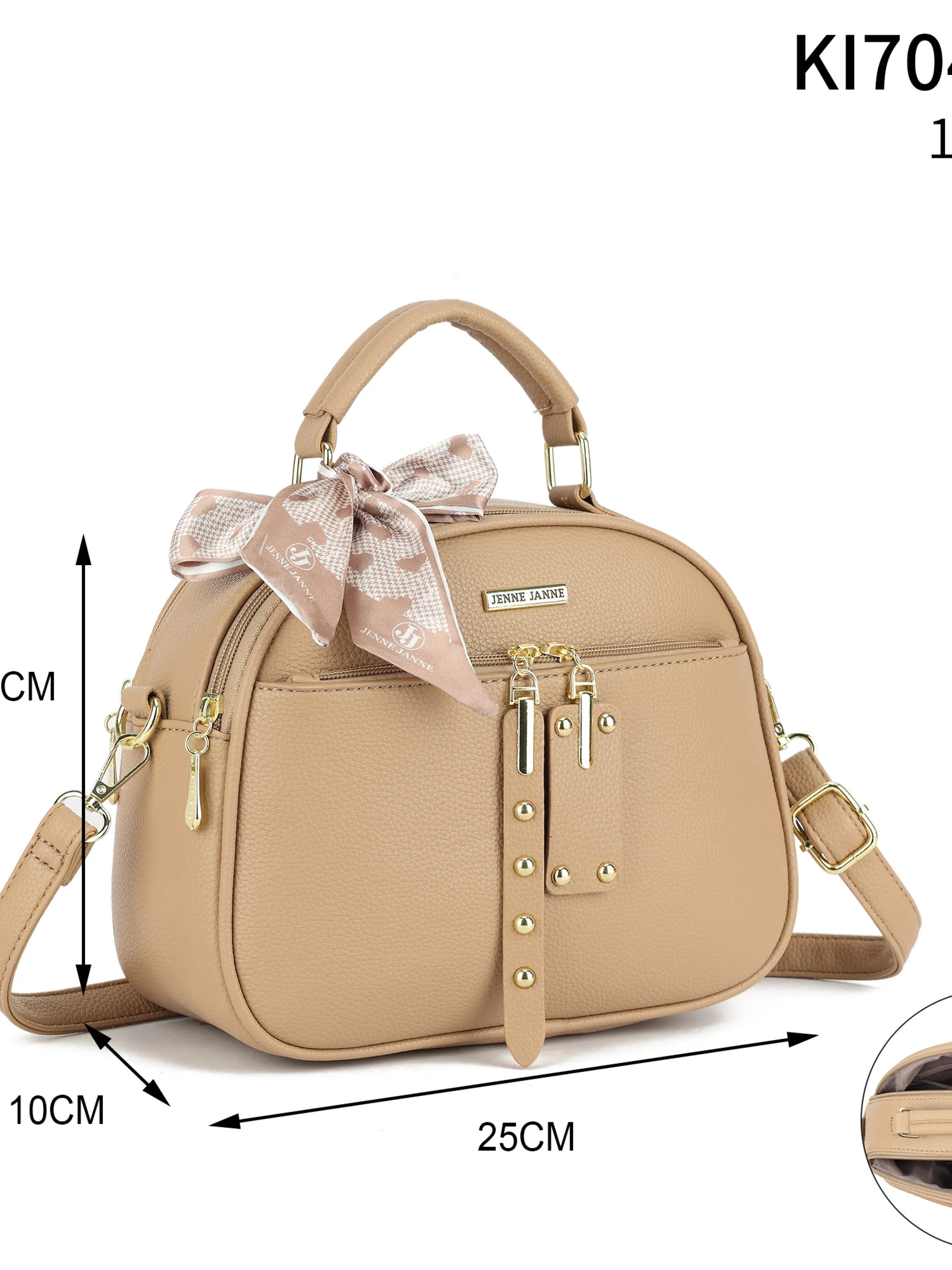 Bolsa média com dois zíper de cima e com lenço KI70441#