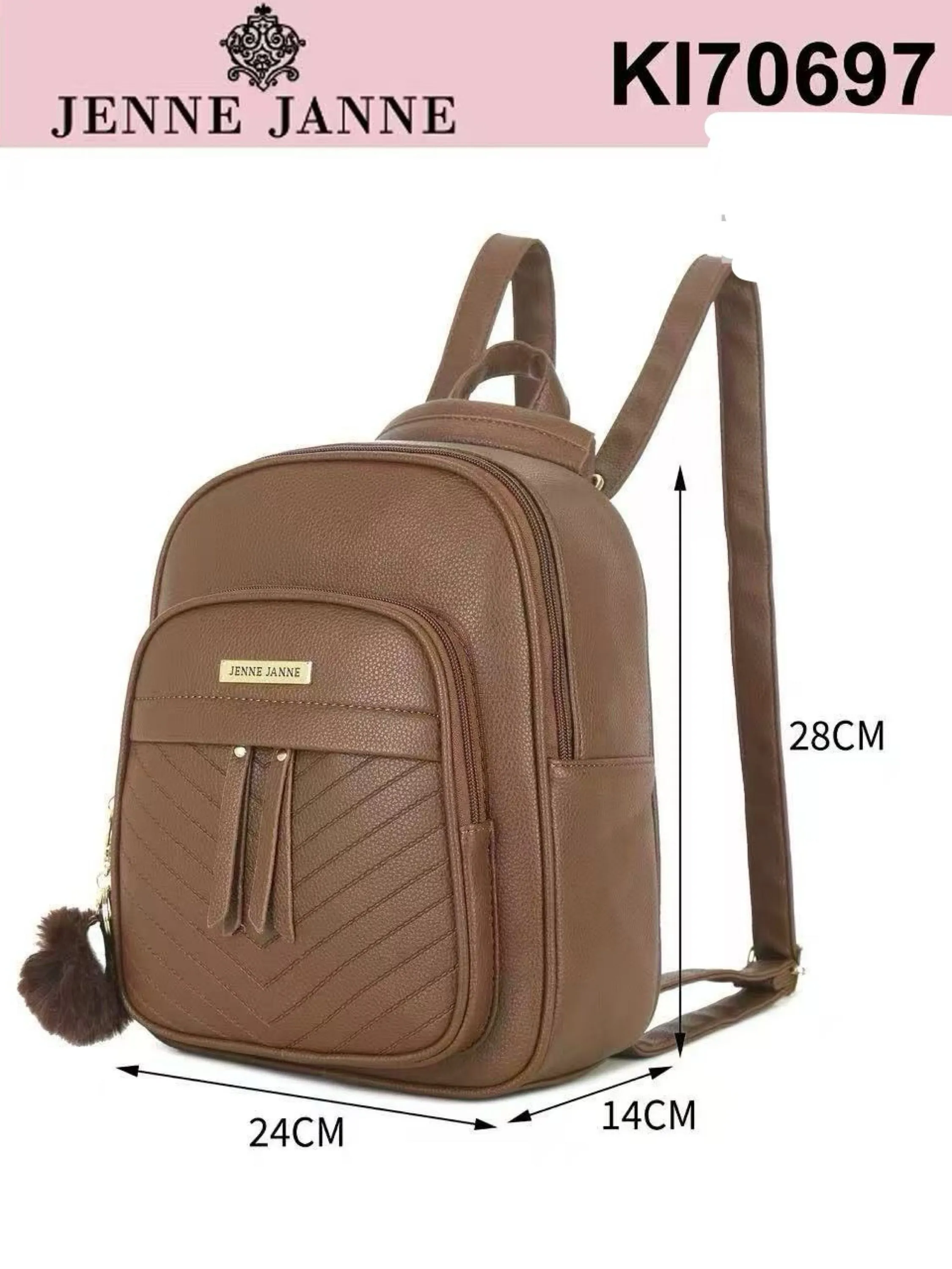 Mochila vira bolsa menor com pompom KI70697