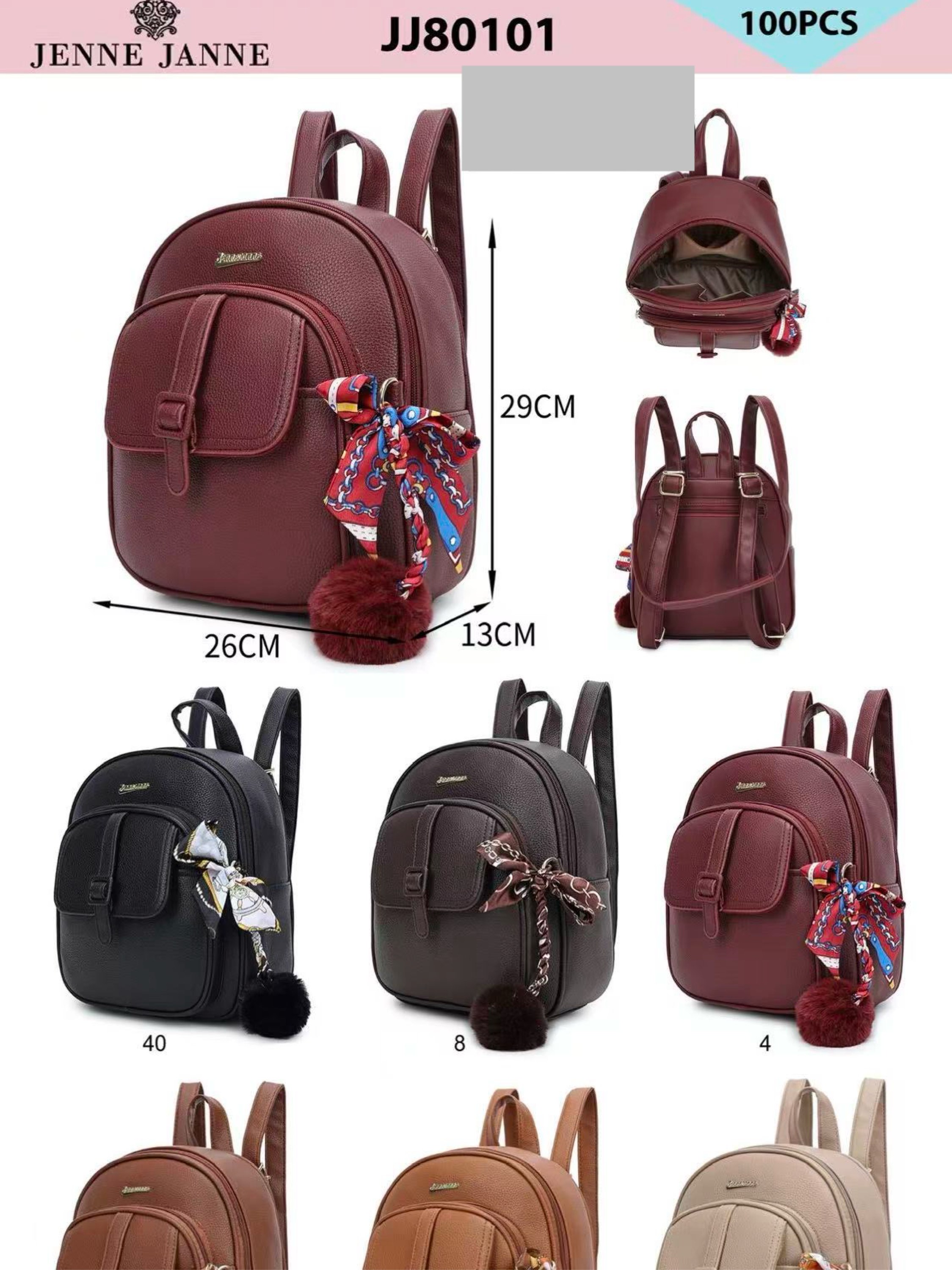 Mochila vira bolsa menor e com pompom JJ80101