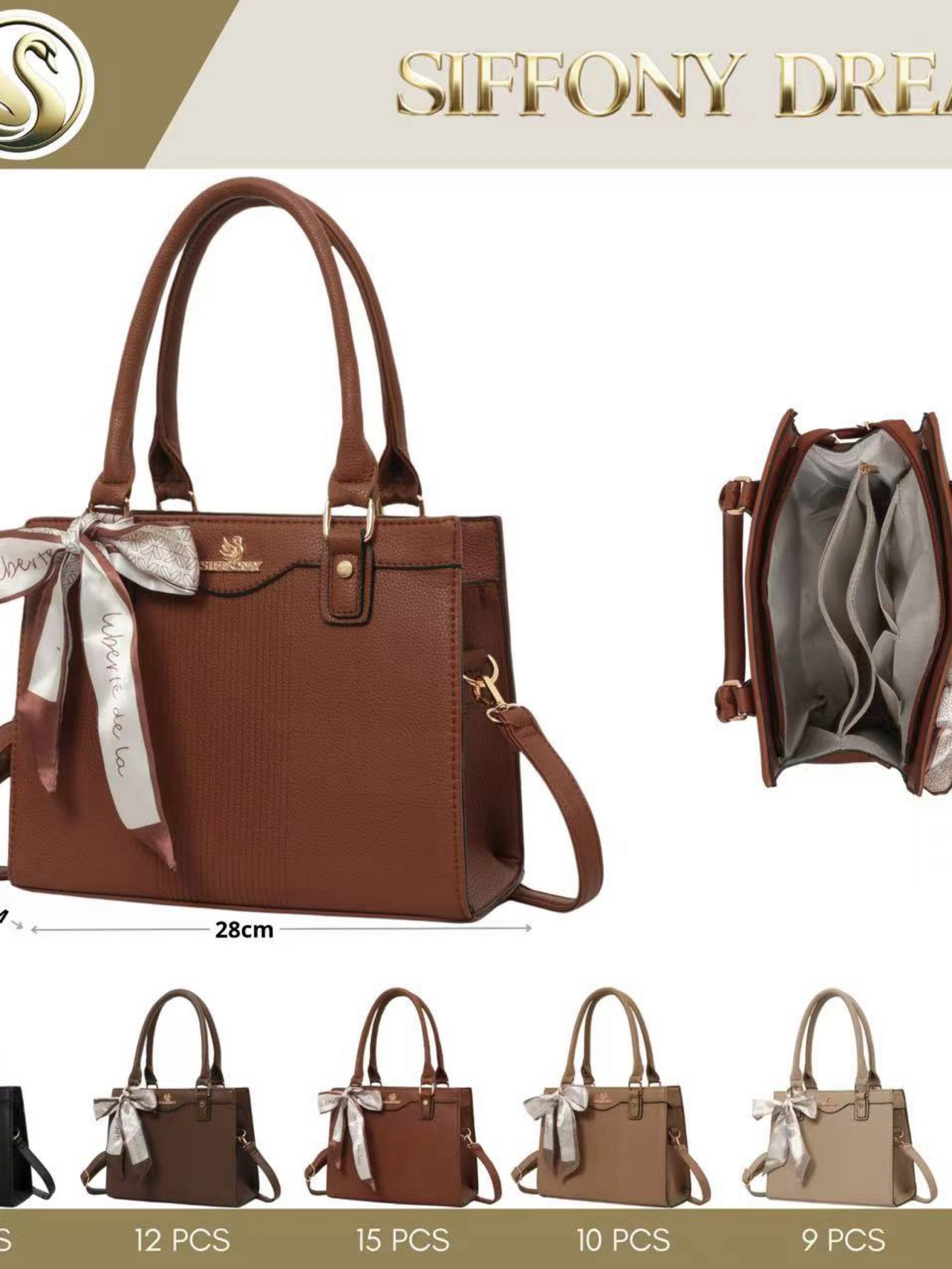 Bolsa média tem divisória por dentro e com lenço SD-156