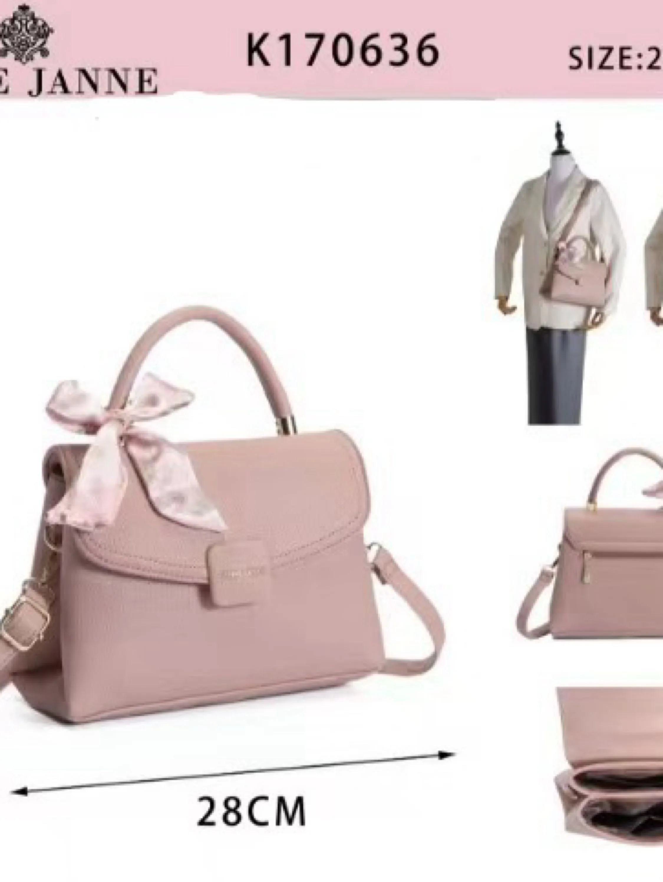Bolsa média com dois zíper de cima e com lenço K170636