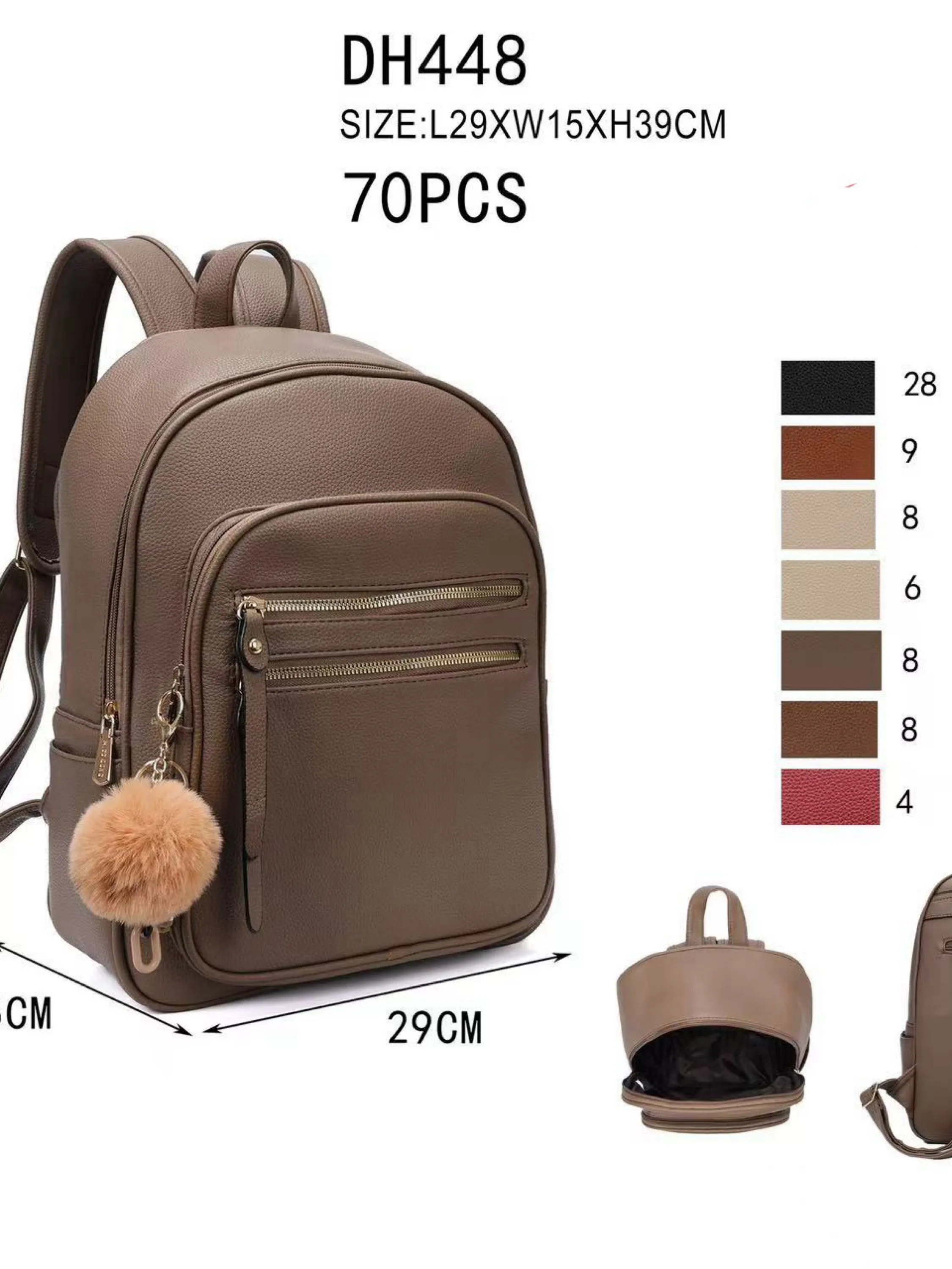 Mochila grande alça larga e com pompom DH448