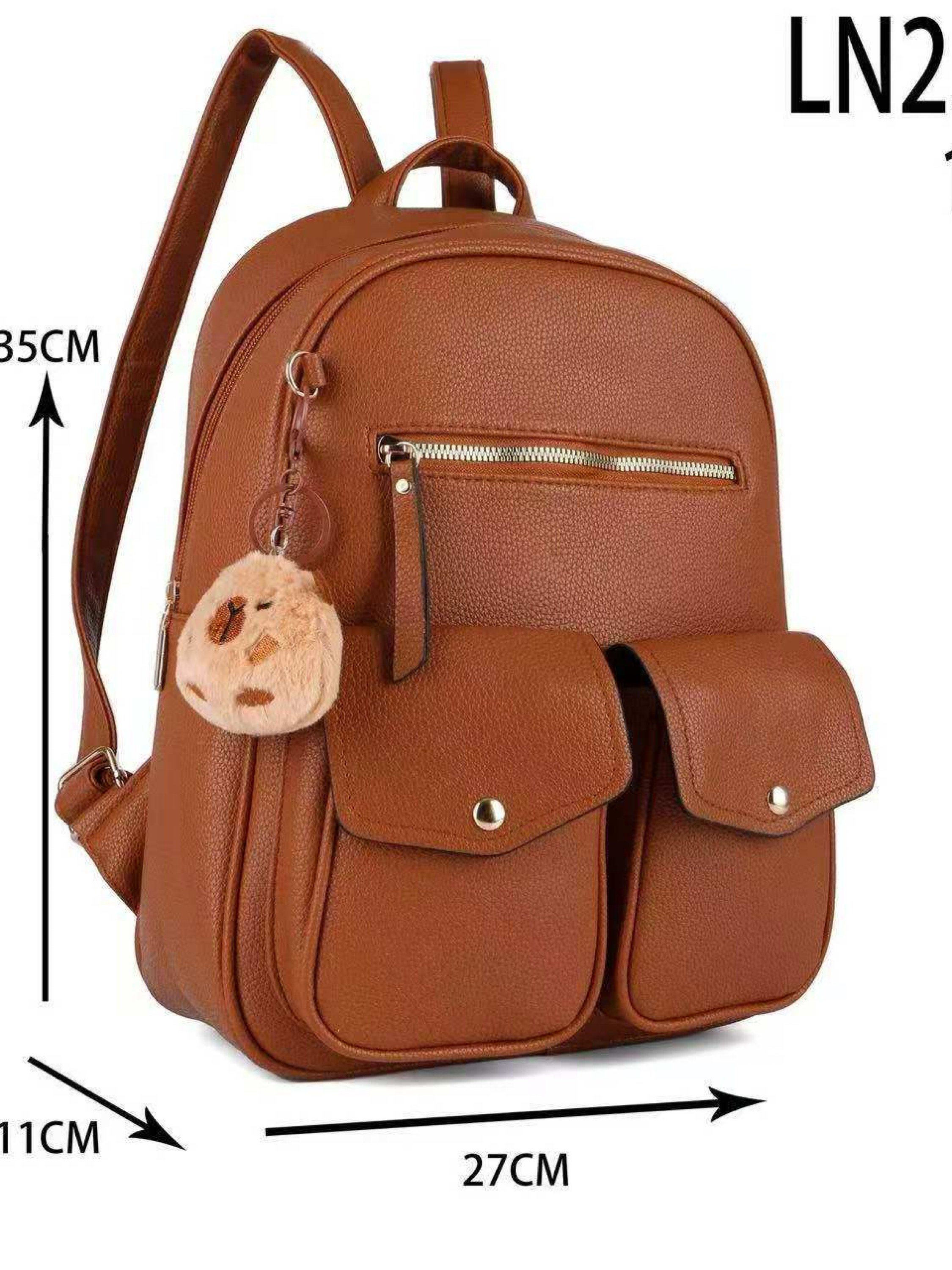 Mochila média com pompom LN2522-4#