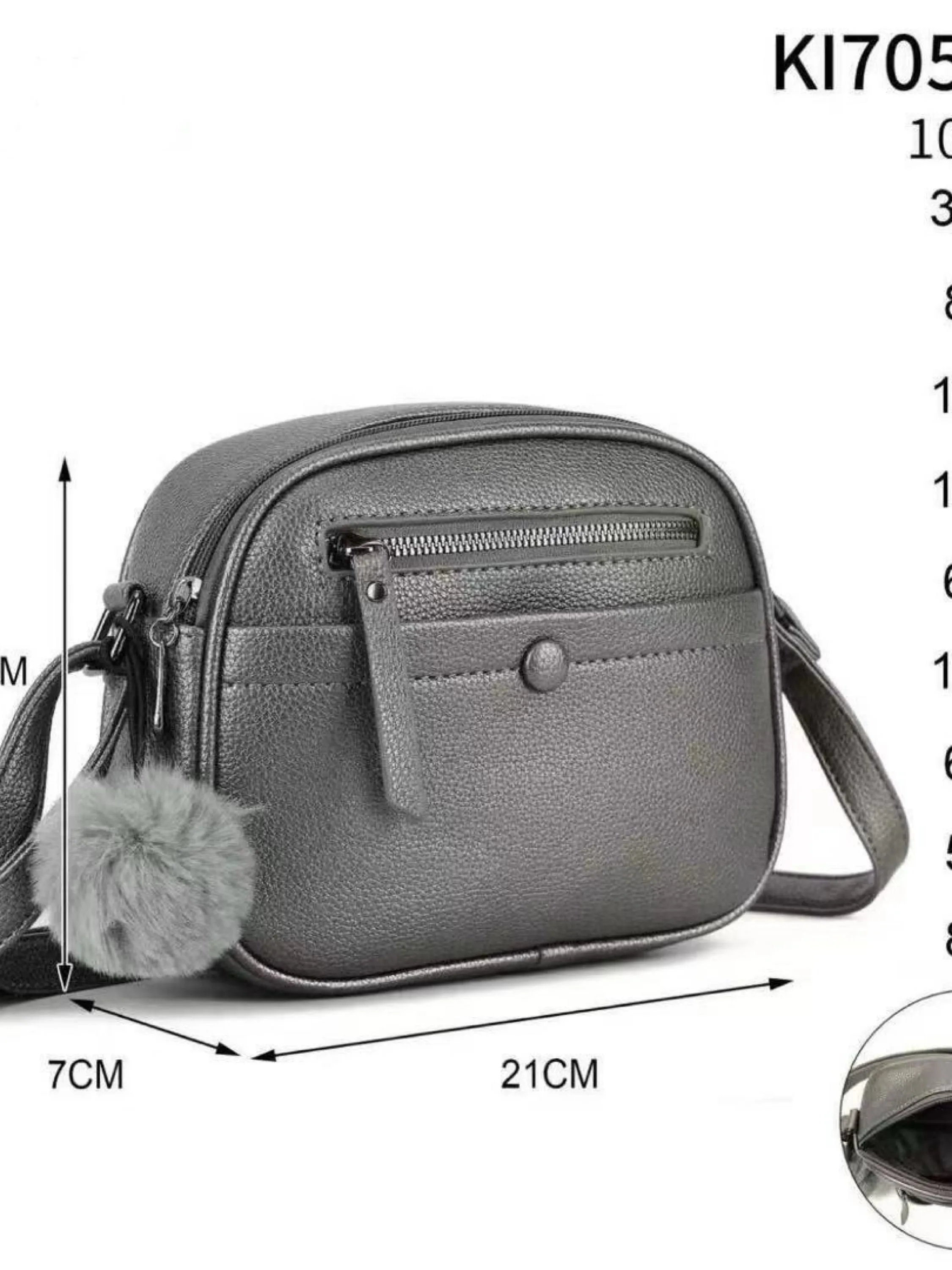 Bolsa transversal com pompom KI70526#