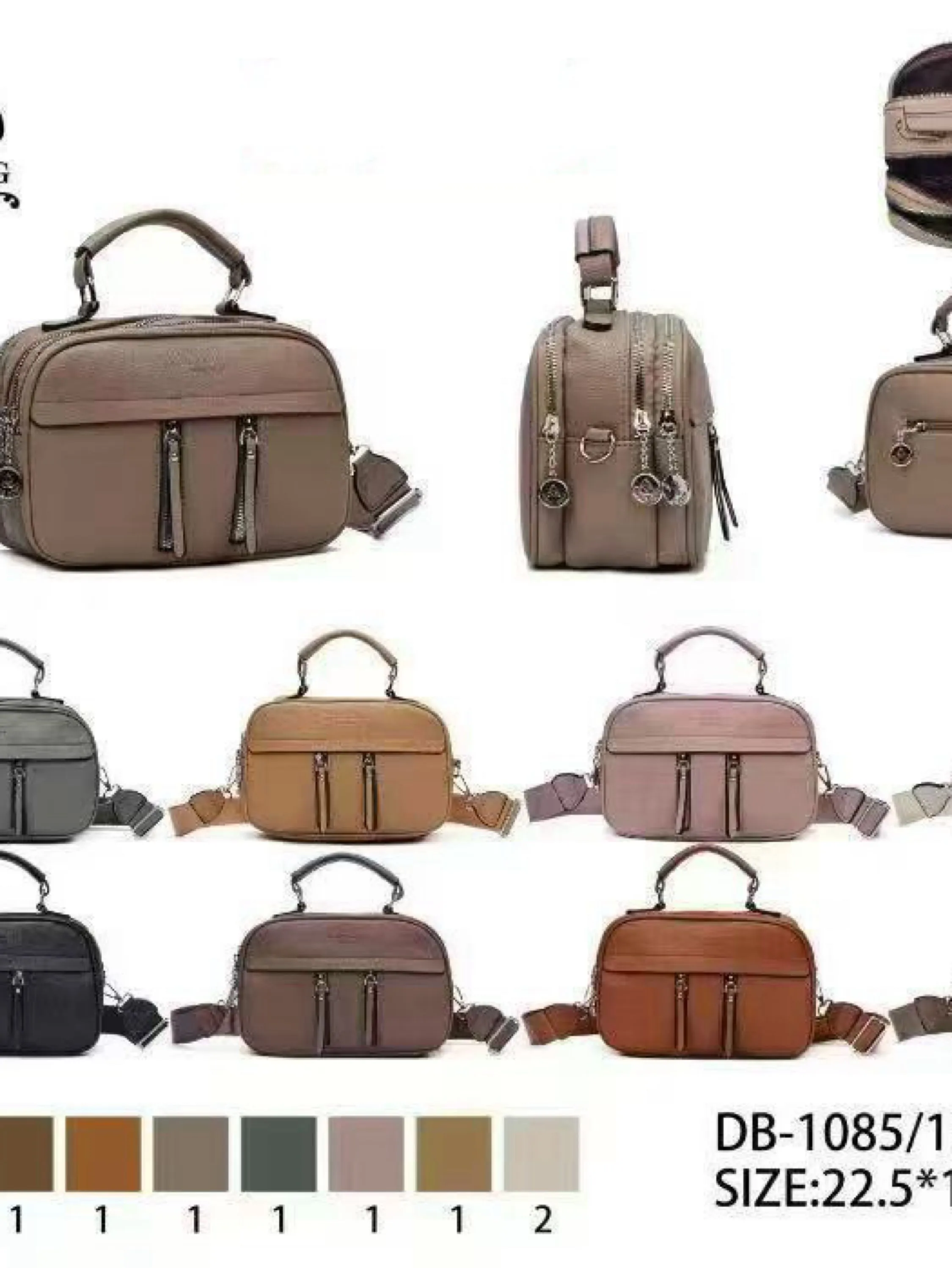 Bolsa com três zíper de cima e com alça larga DB-1085