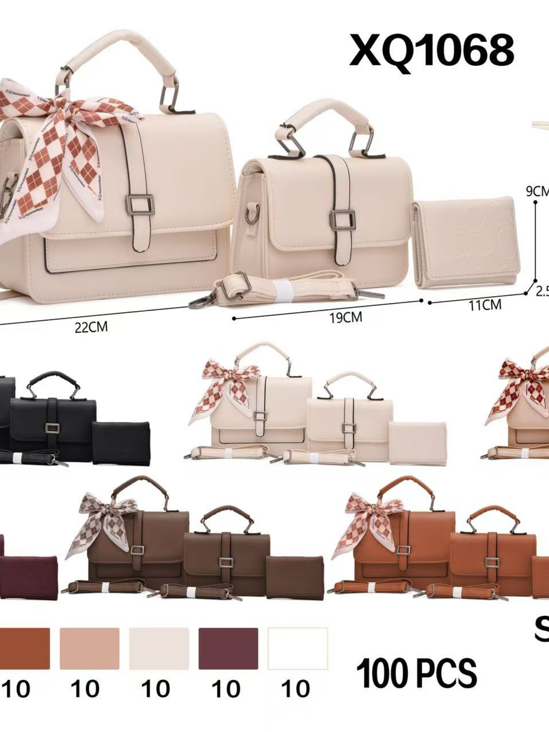 Bolsa kit com 3 peças e com lenço XQ1068