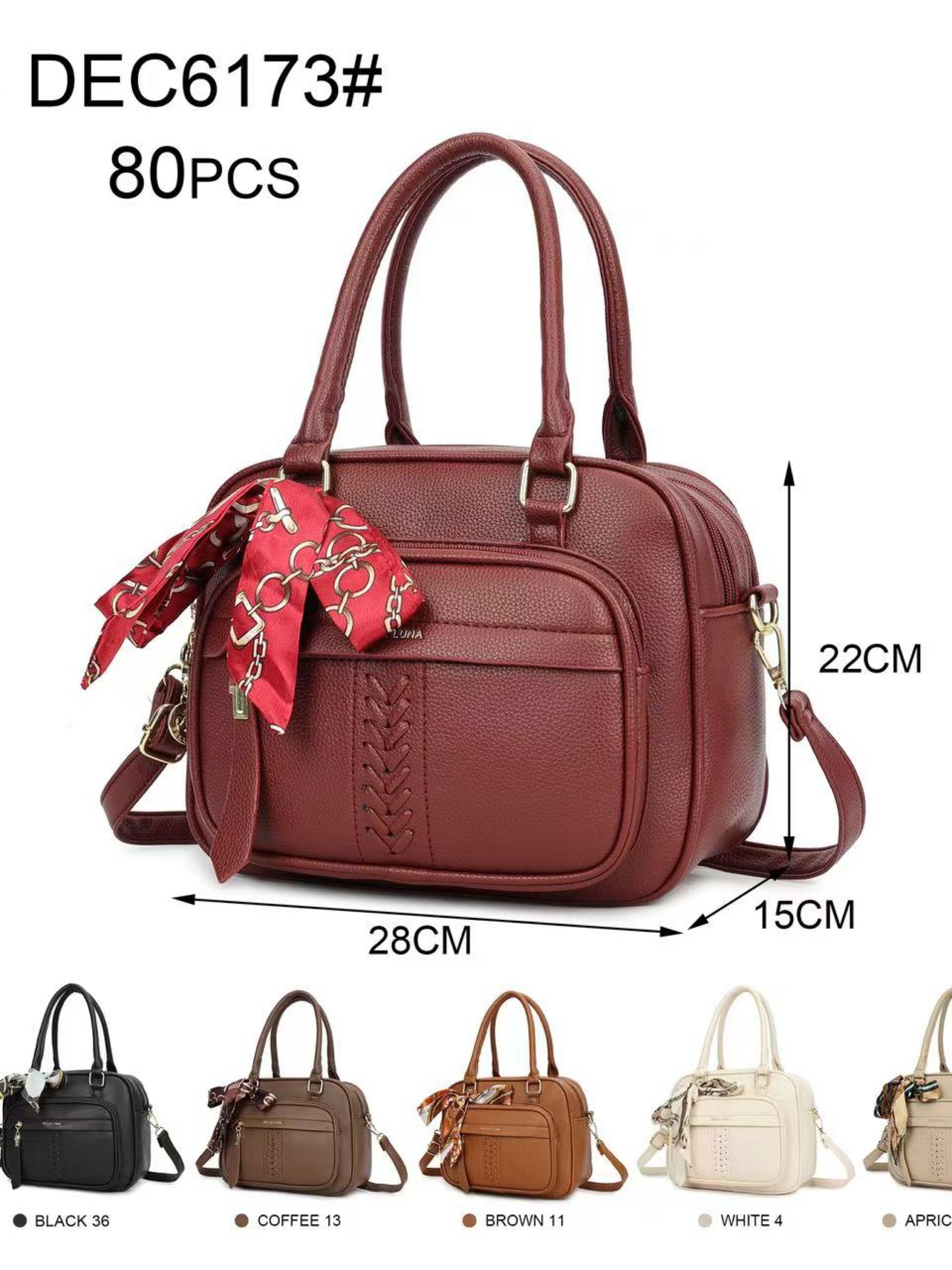 Bolsa média com dois zíper de cima e com lenço DEC6173#