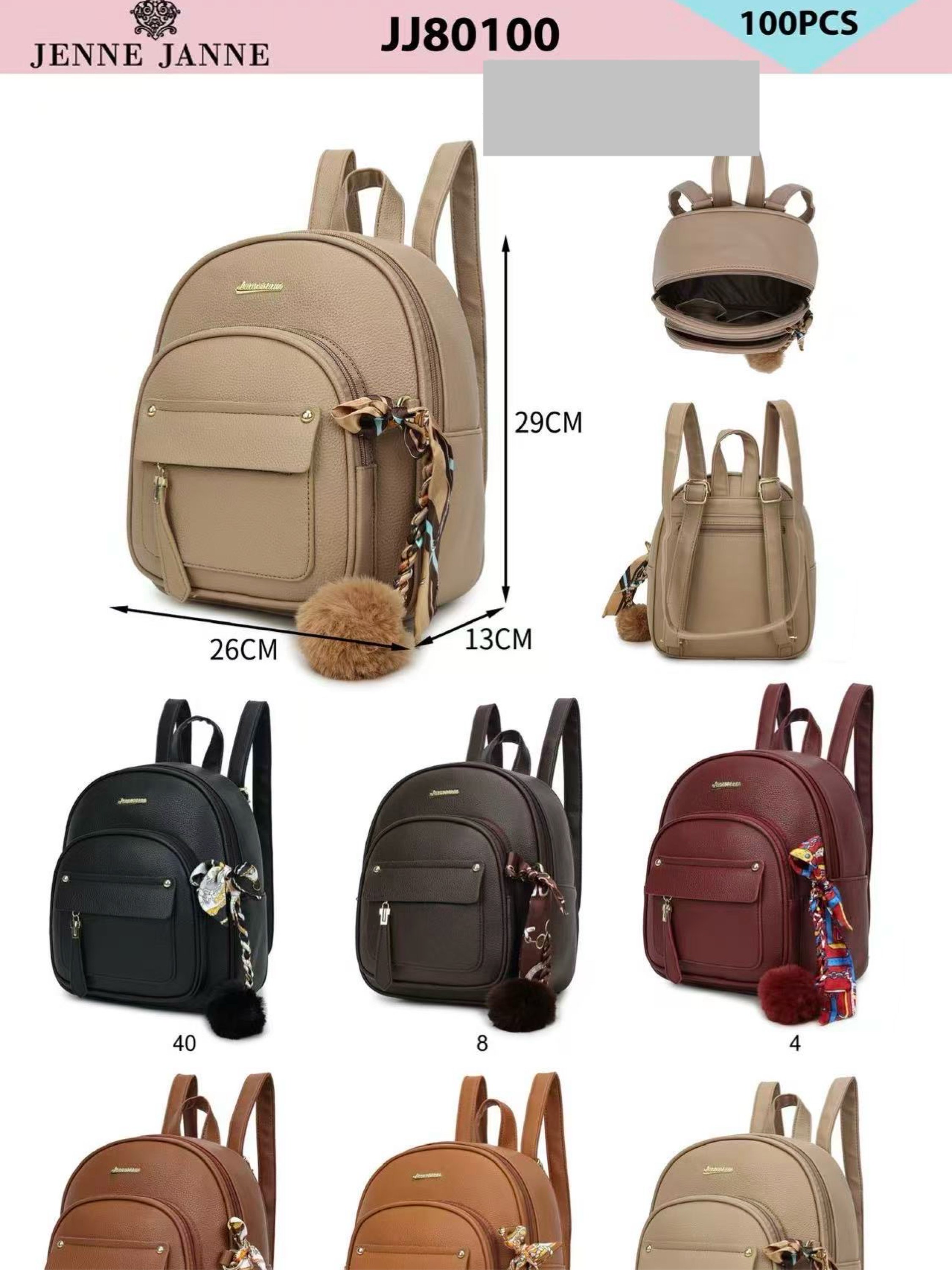 Mochila vira bolsa menor e com pompom JJ80100