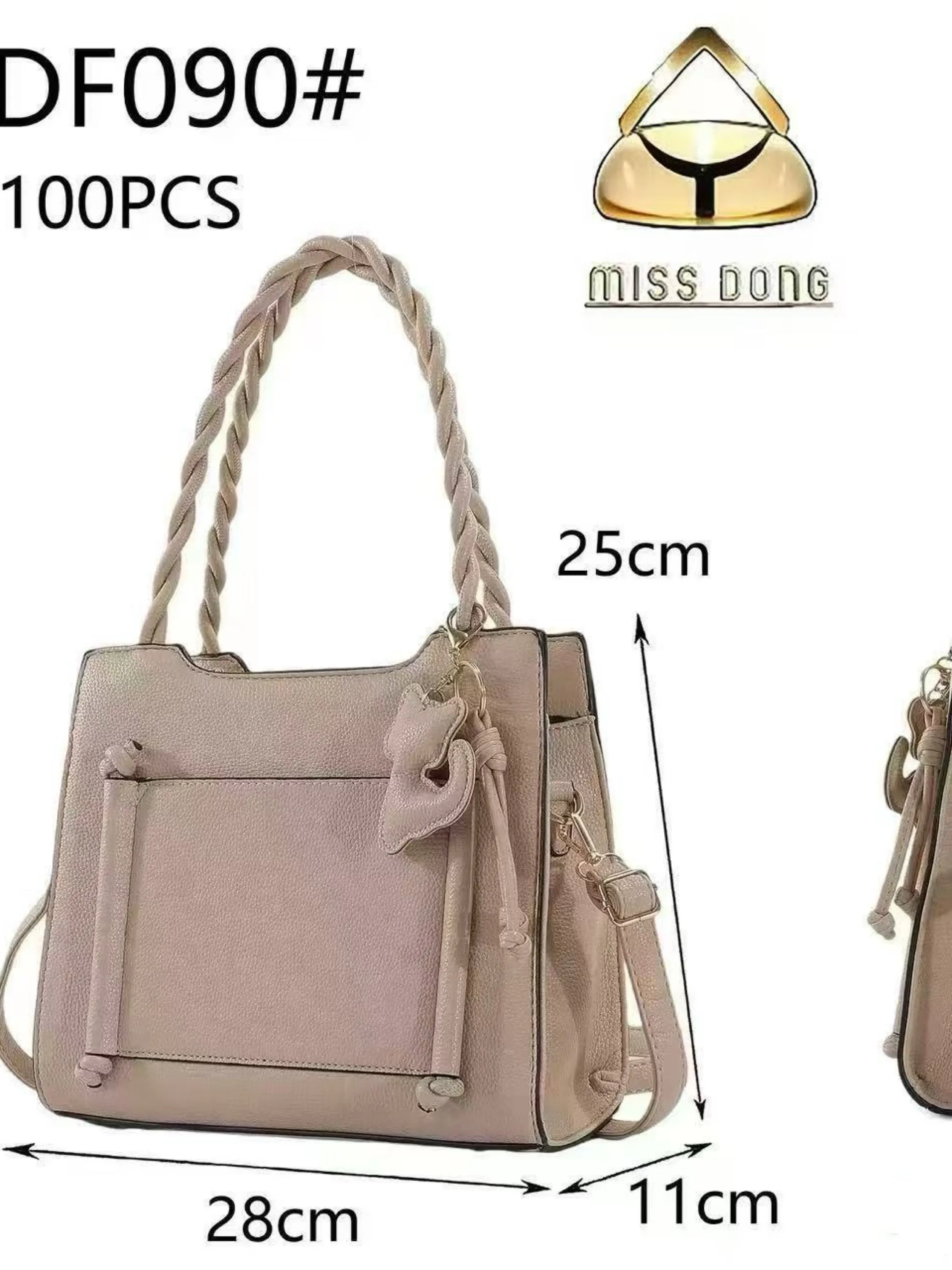 Bolsa média tem divisória por dentro e com chaveiro DF090#
