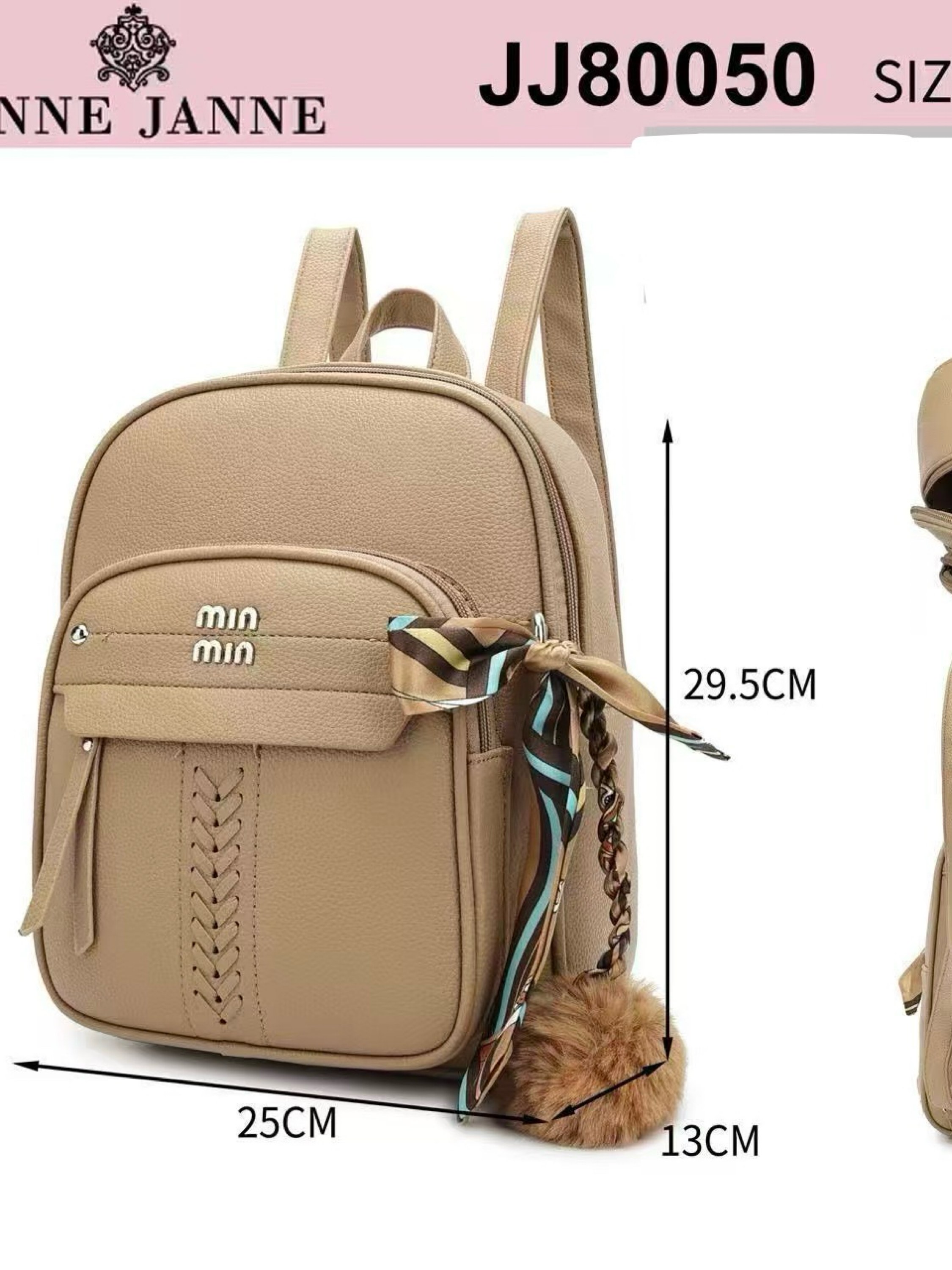 Mochila vira bolsa com pompom JJ80050