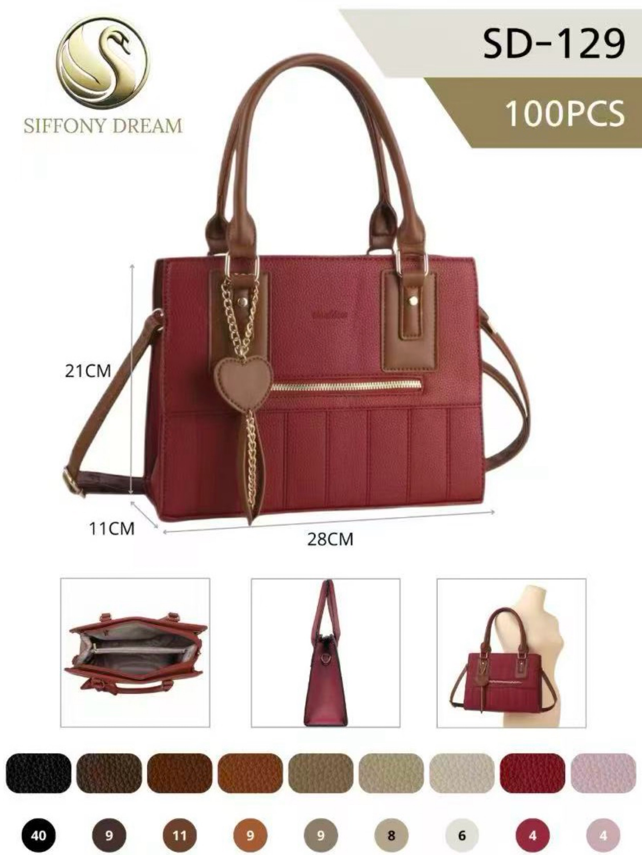 Bolsa média tem divisória por dentro e com lenço SD-129