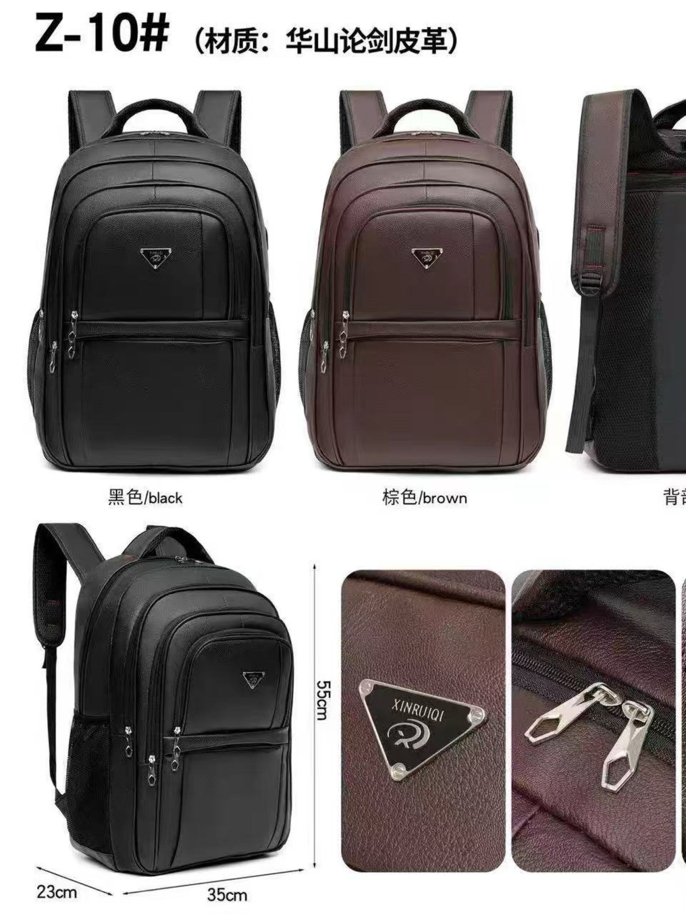 EG Mochila masculina de courino com cabo USB Z-10#