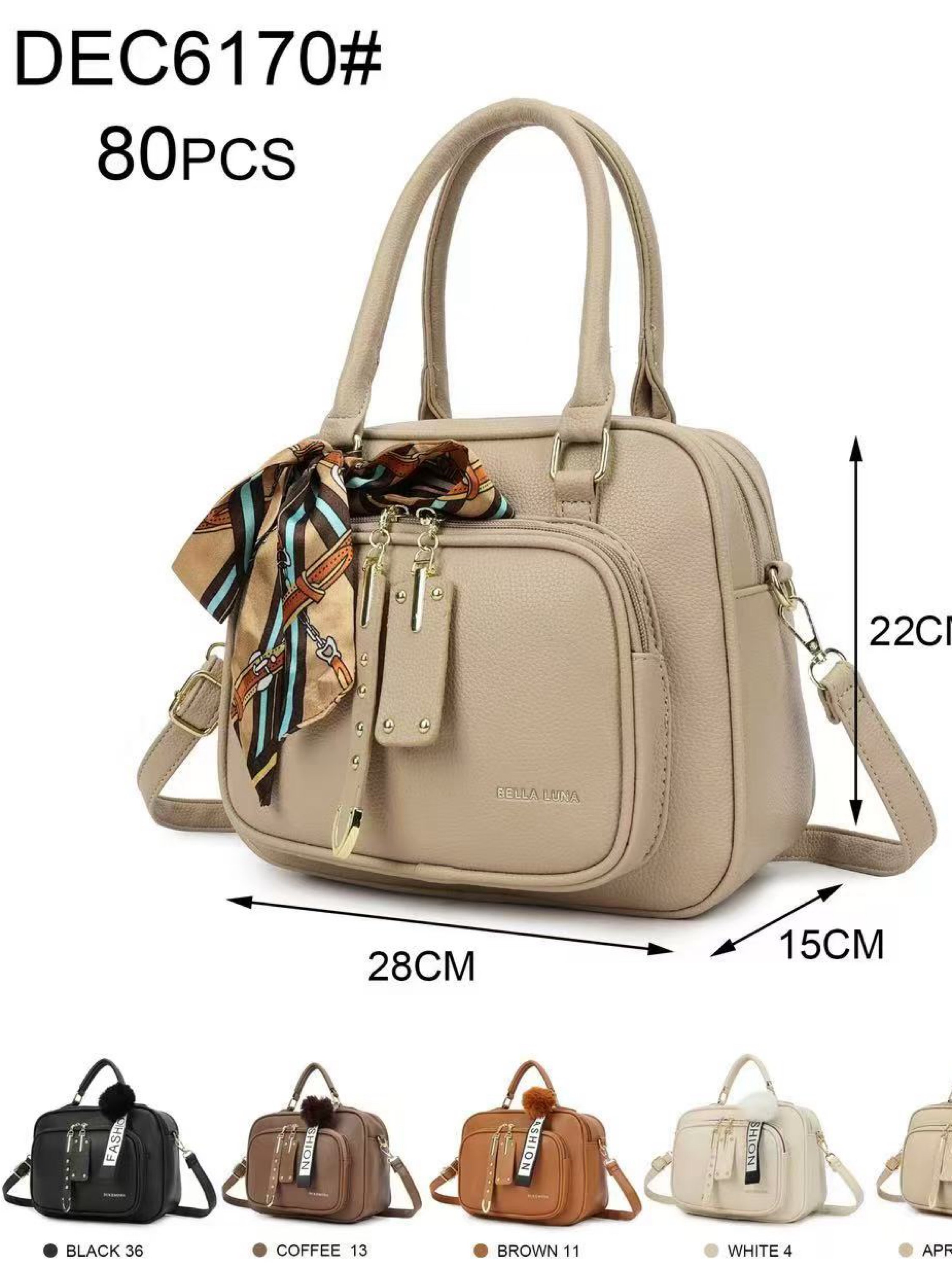 Bolsa média com dois zíper de cima e com lenço DEC6170#