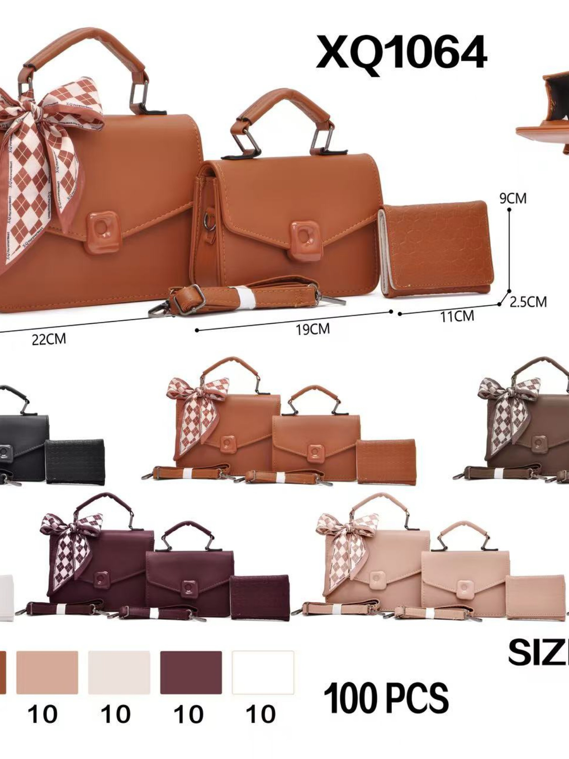 Bolsa kit com 3 peças e com lenço XQ1064