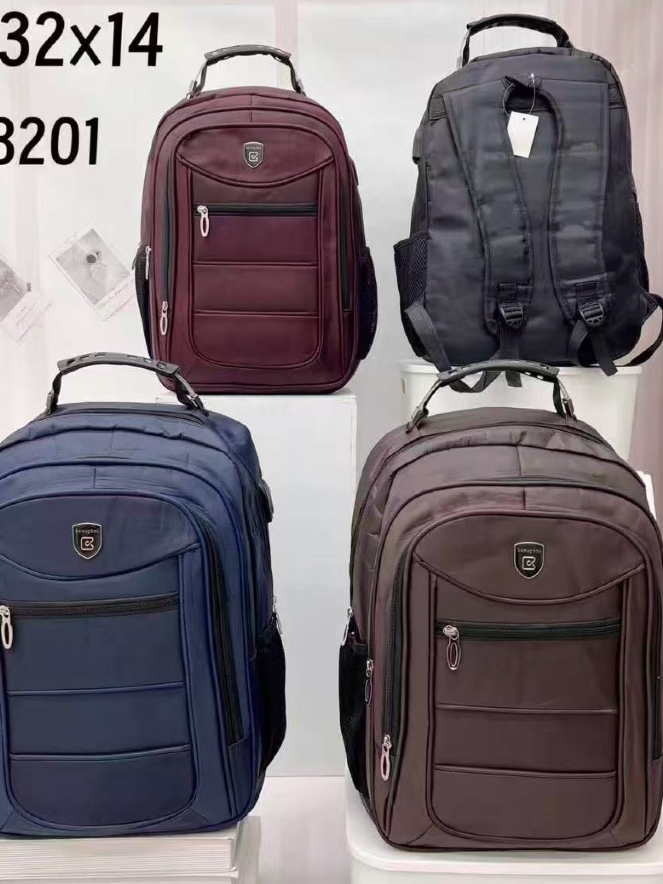 Mochila masculina com cabo de aço e com cabo USB Z-8201
