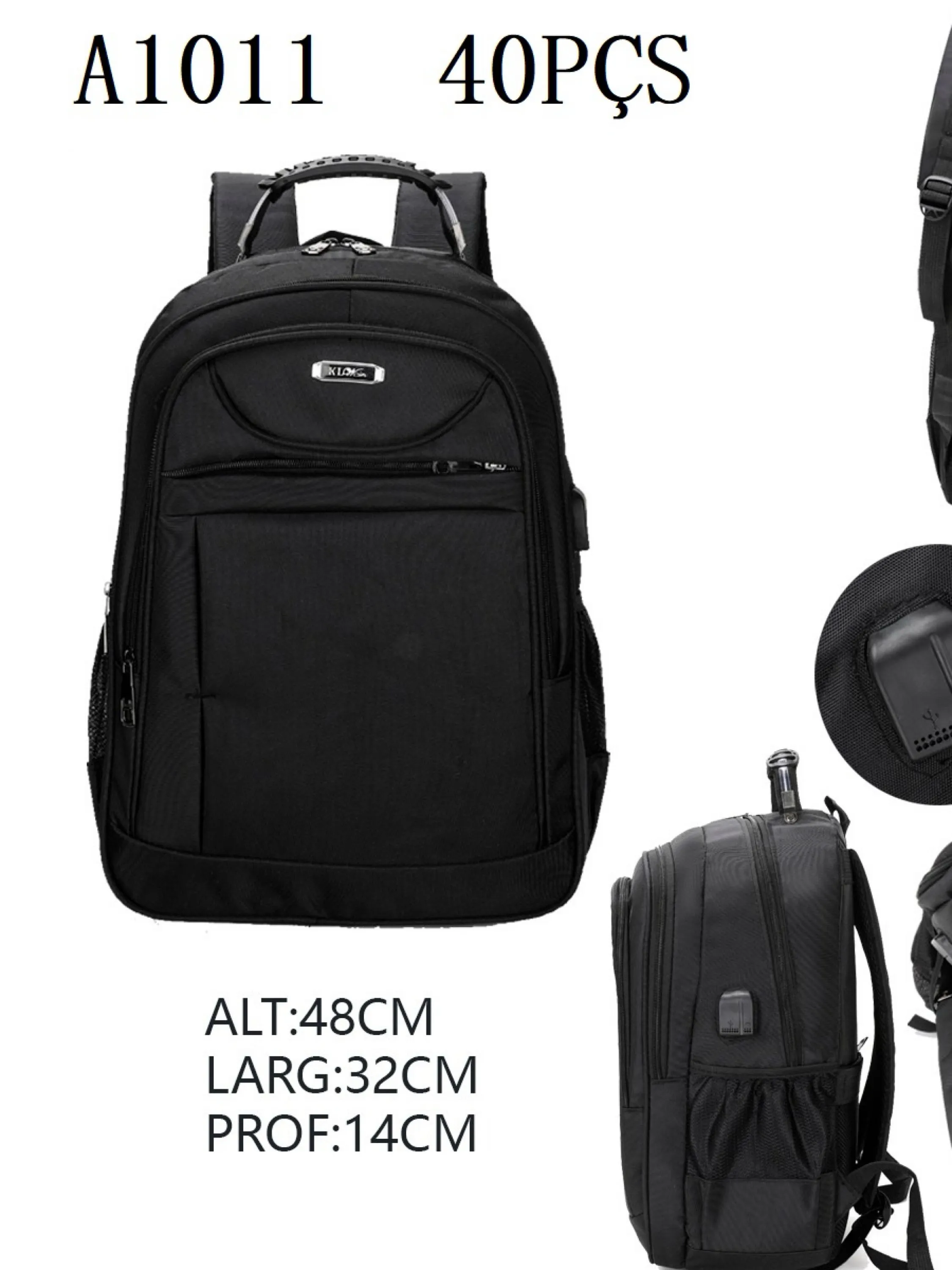 Mochila masculina com cabo de aço e com cabo USB