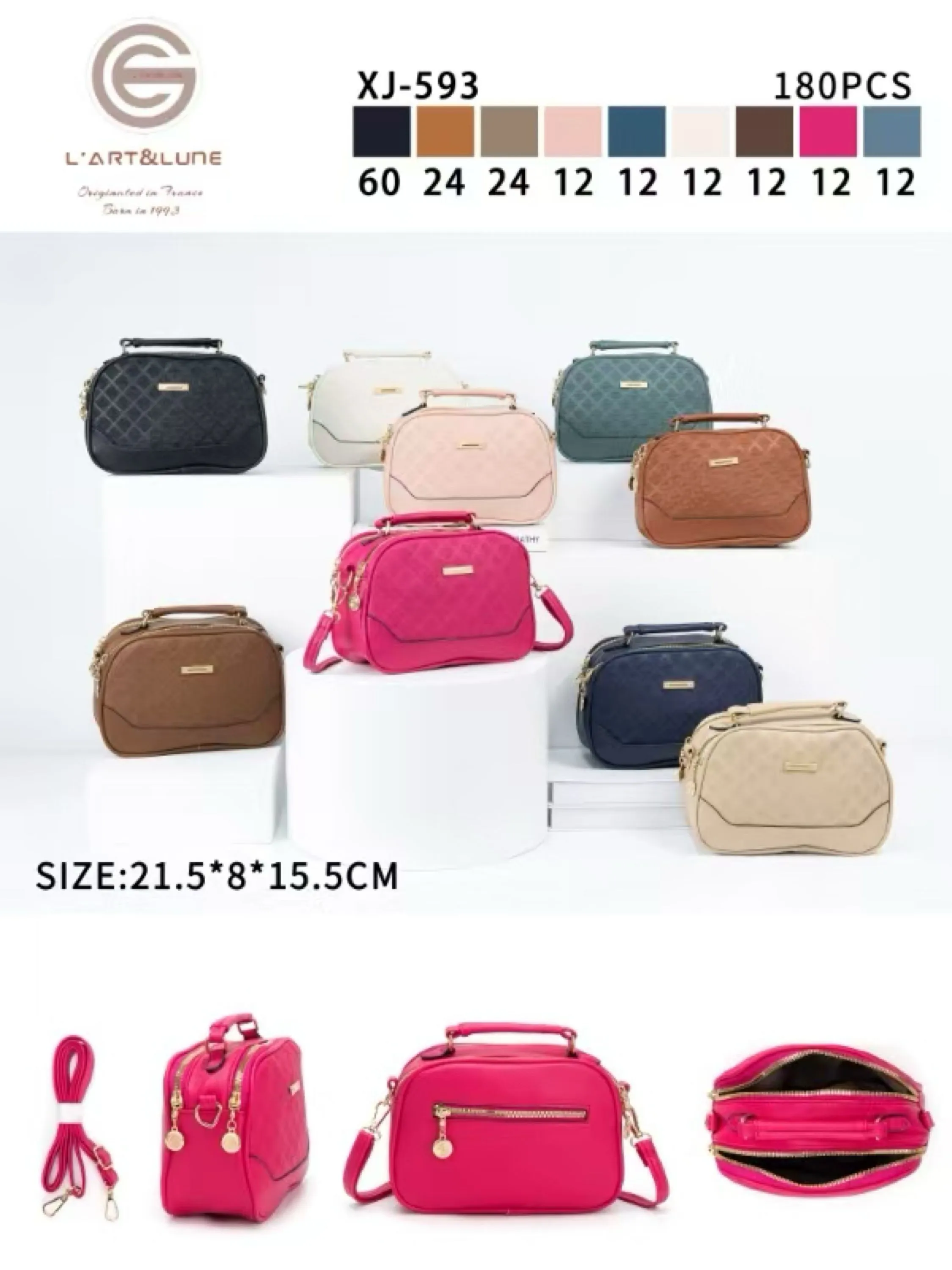 Bolsa transversal com dois zíper de cima XJ-593