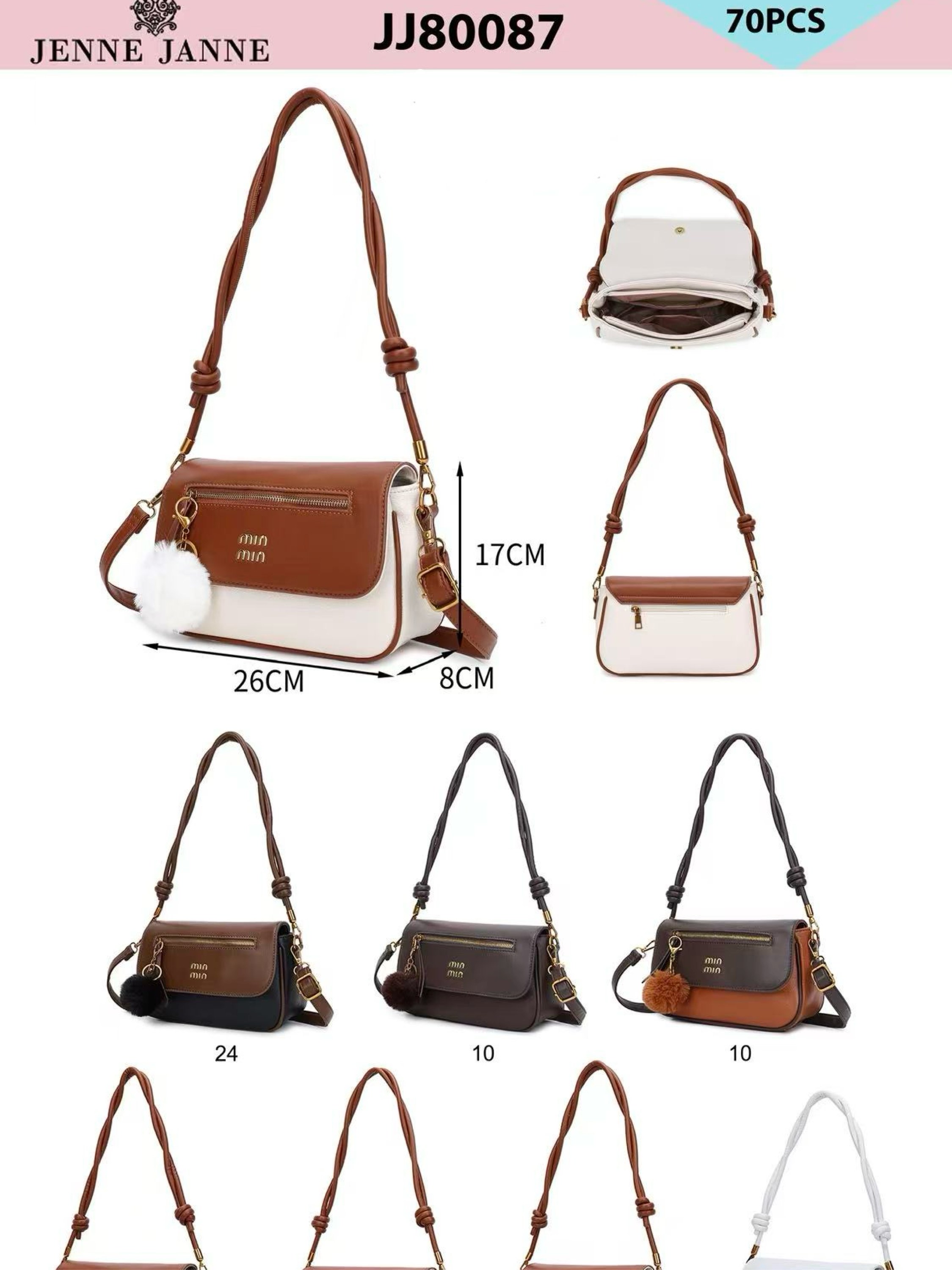 Bolsa com dois alça e com pompom JJ80087