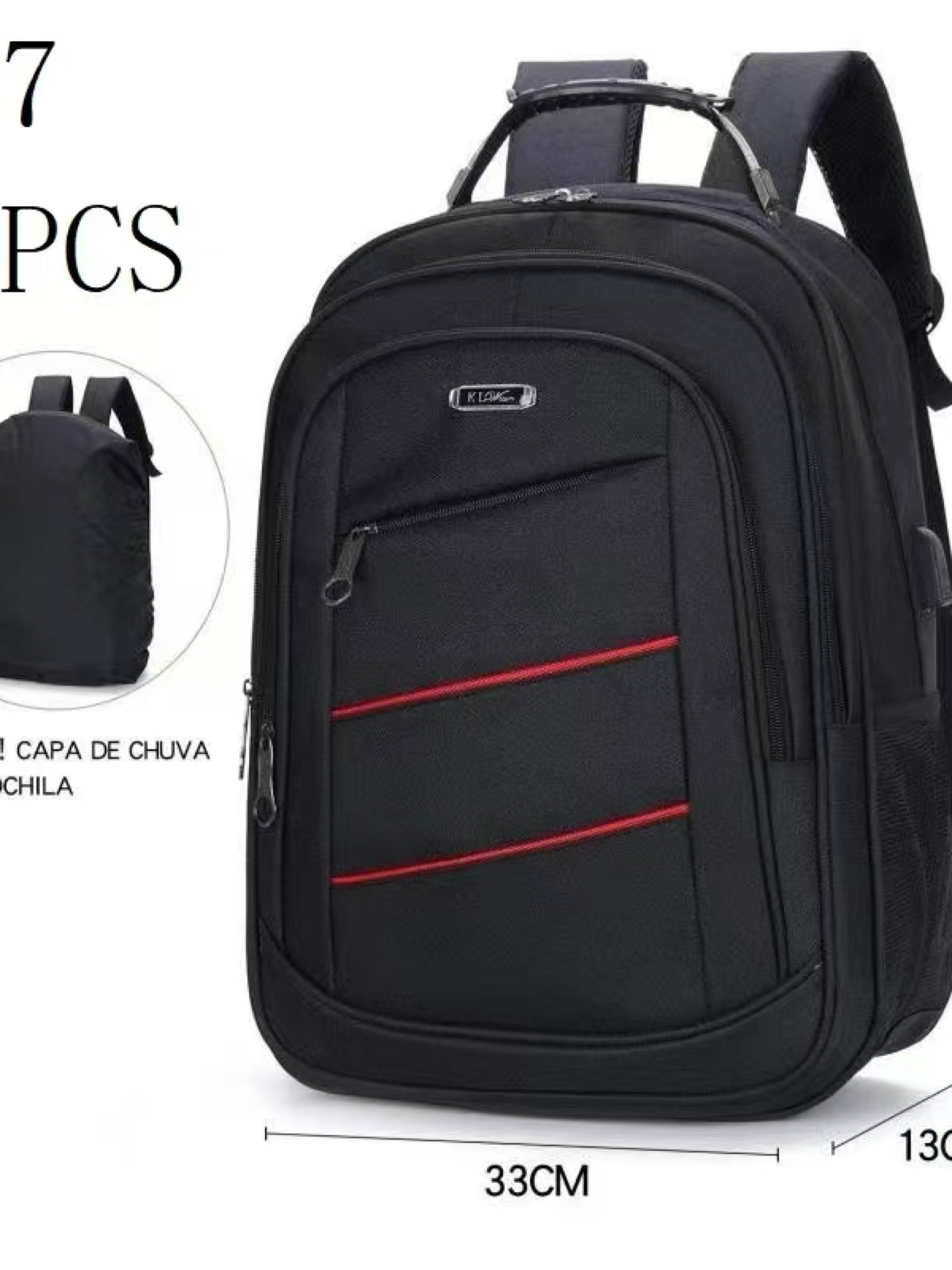 Mochila masculina com cabo de aço e com capa de chuva A27