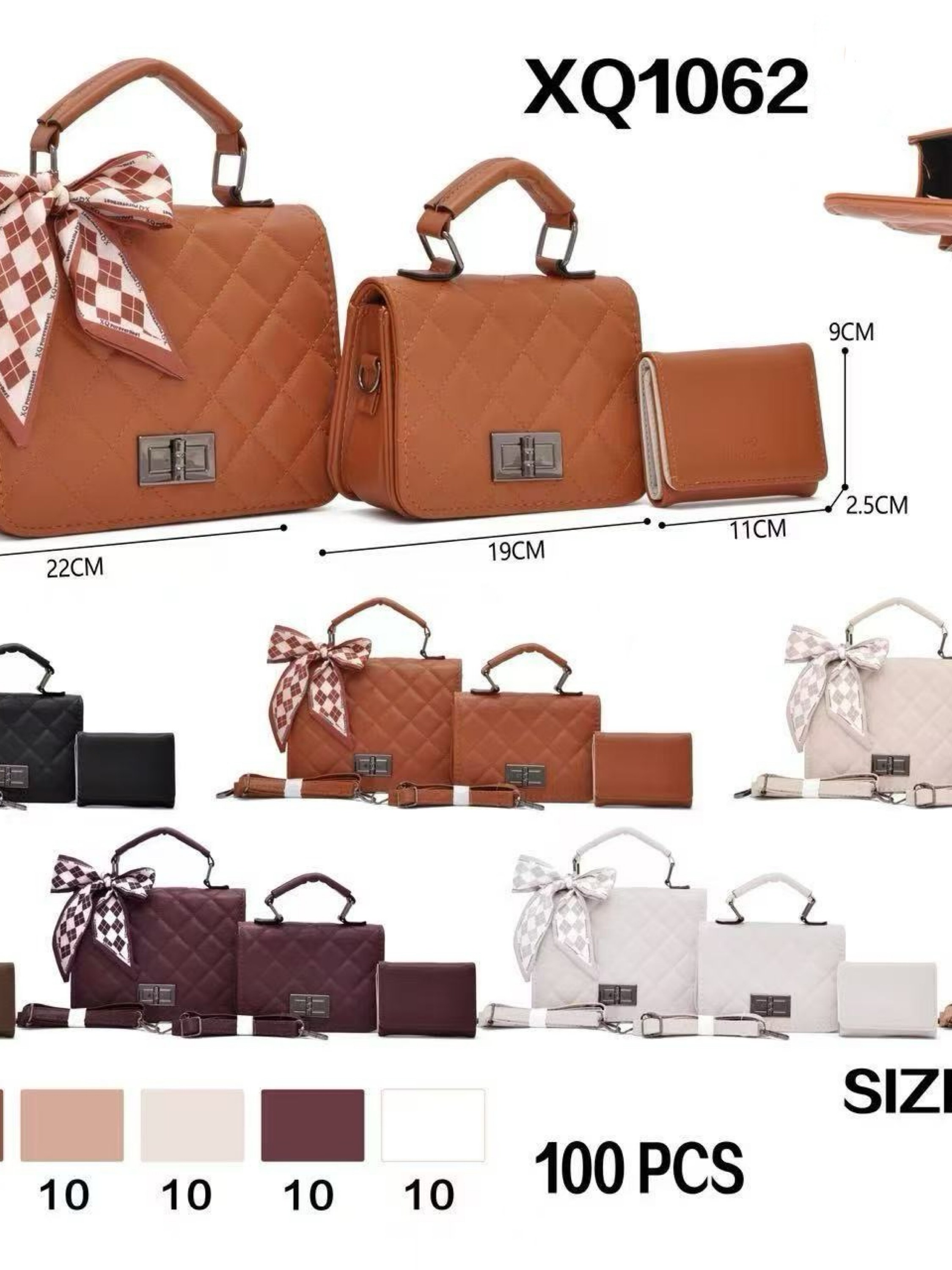 Bolsa kit com 3 peças e com lenço XQ1062