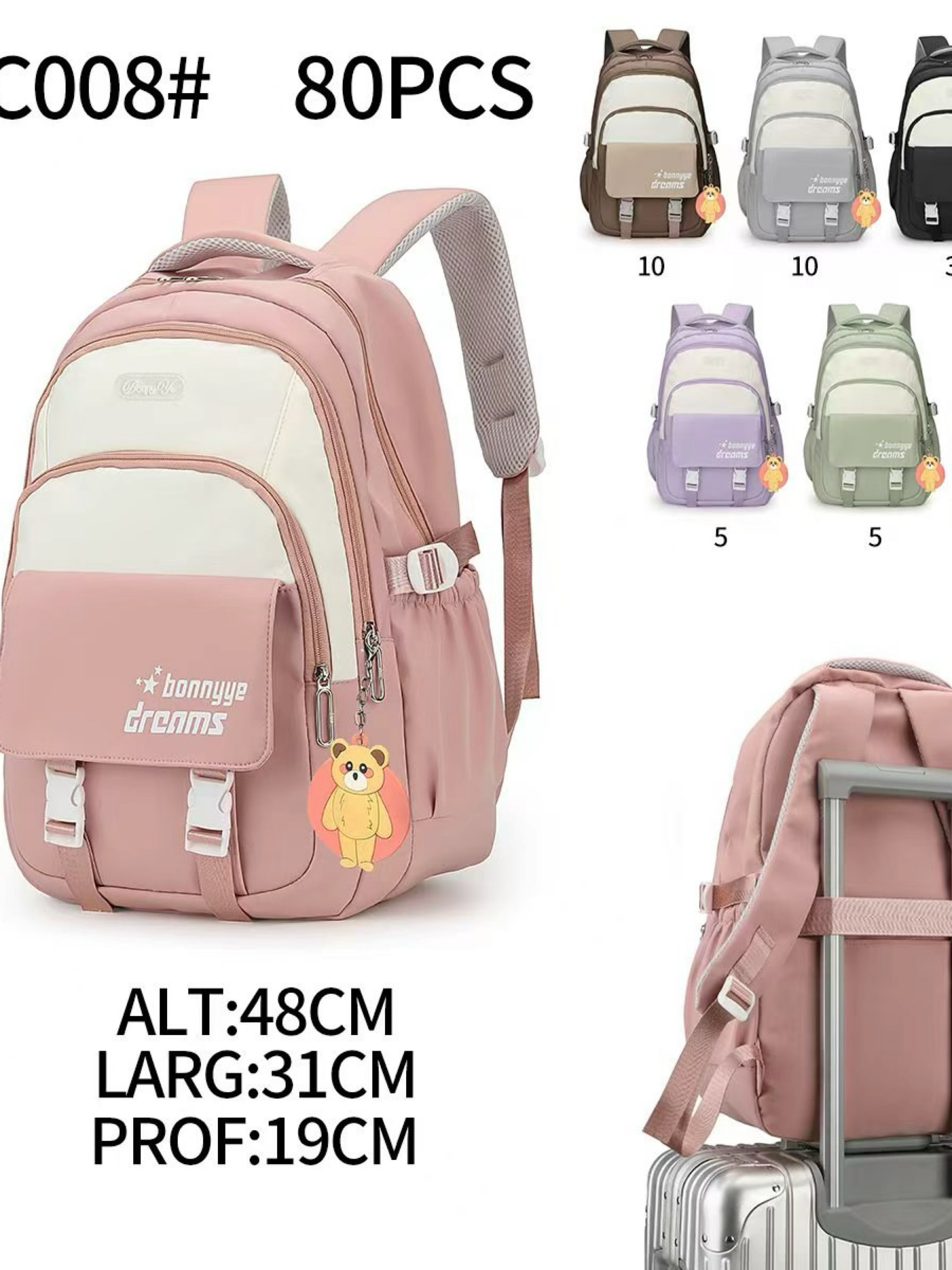 Mochila grande impermeável e com chaveiro C008#